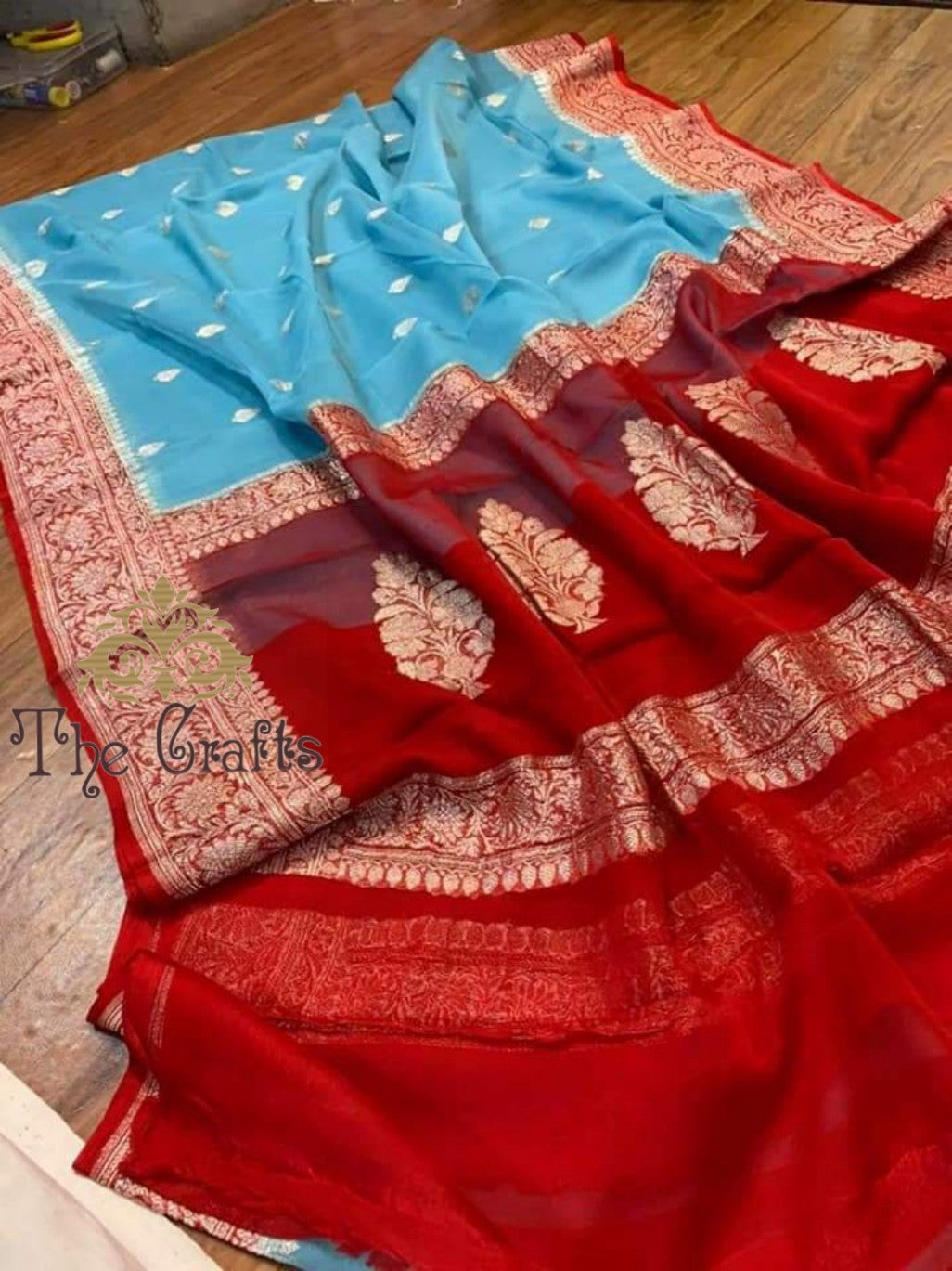 Pure Georgette Handloom Banarasi Saree - The Crafts Clothing