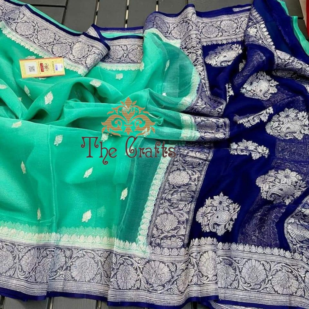 Pure Georgette Handloom Banarasi Saree - The Crafts Clothing