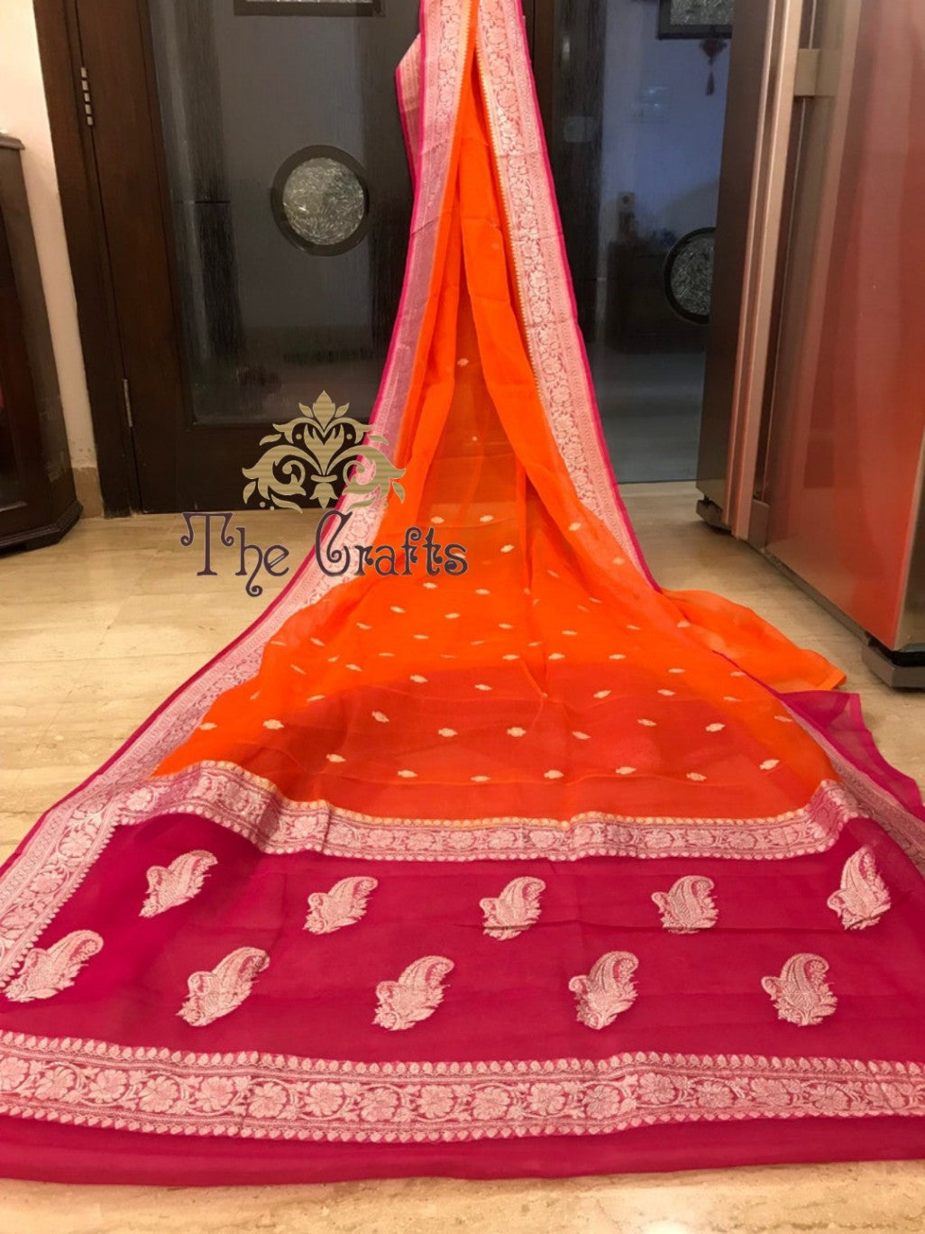 Pure Georgette Handloom Banarasi Saree - The Crafts Clothing