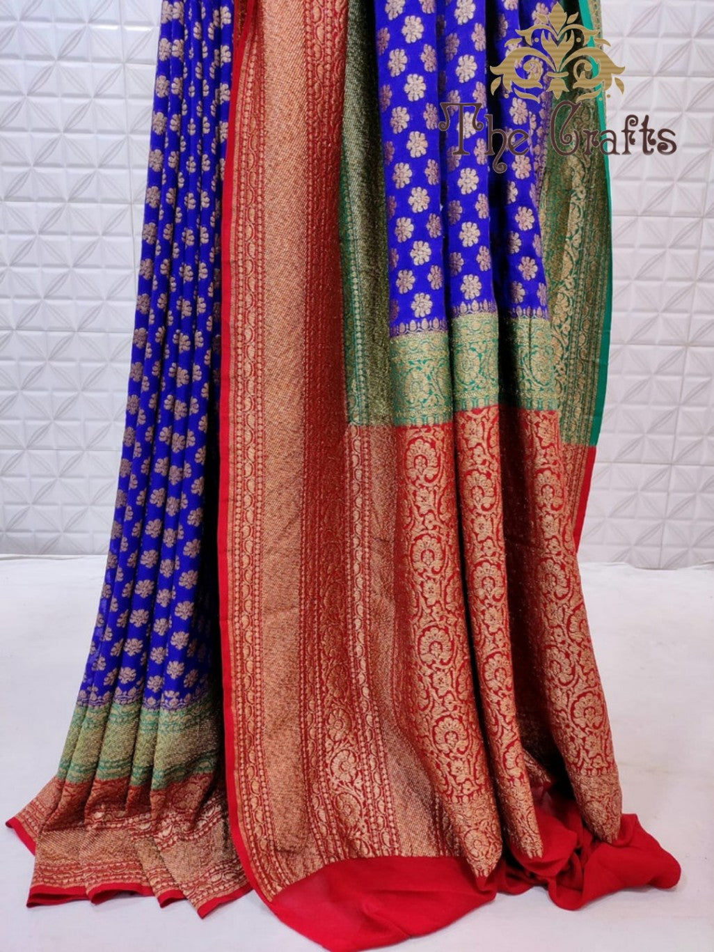 Khaddi Georgette Banarasi Saree - Antique Zari - The Crafts Clothing