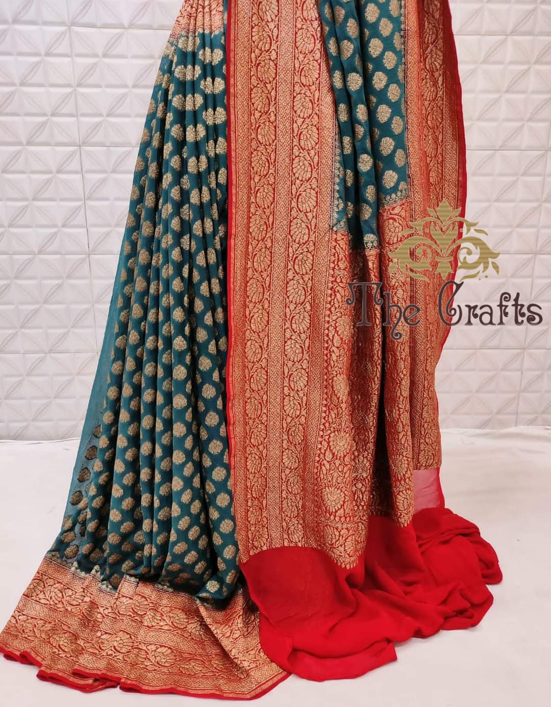 Khaddi Georgette Banarasi Saree - Antique Zari - The Crafts Clothing