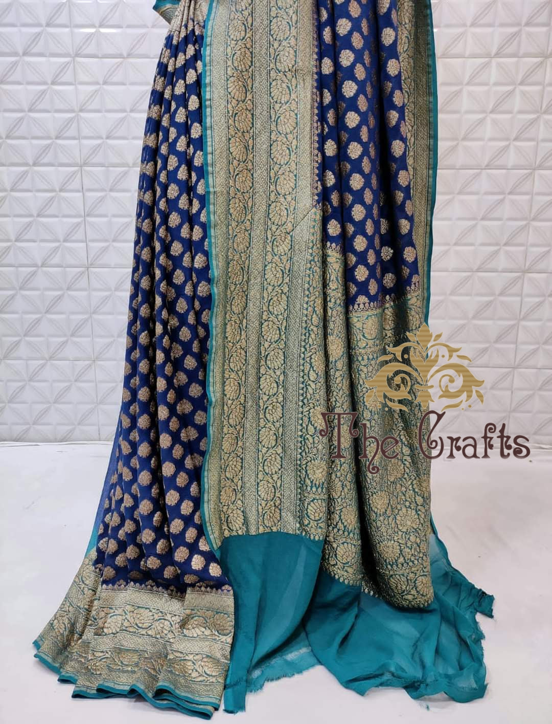 Khaddi Georgette Banarasi Saree - Antique Zari - The Crafts Clothing