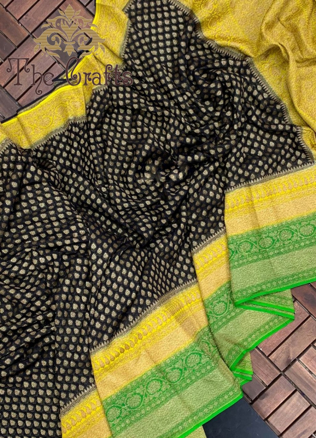 Khaddi Georgette Banarasi Saree - Antique Zari - The Crafts Clothing