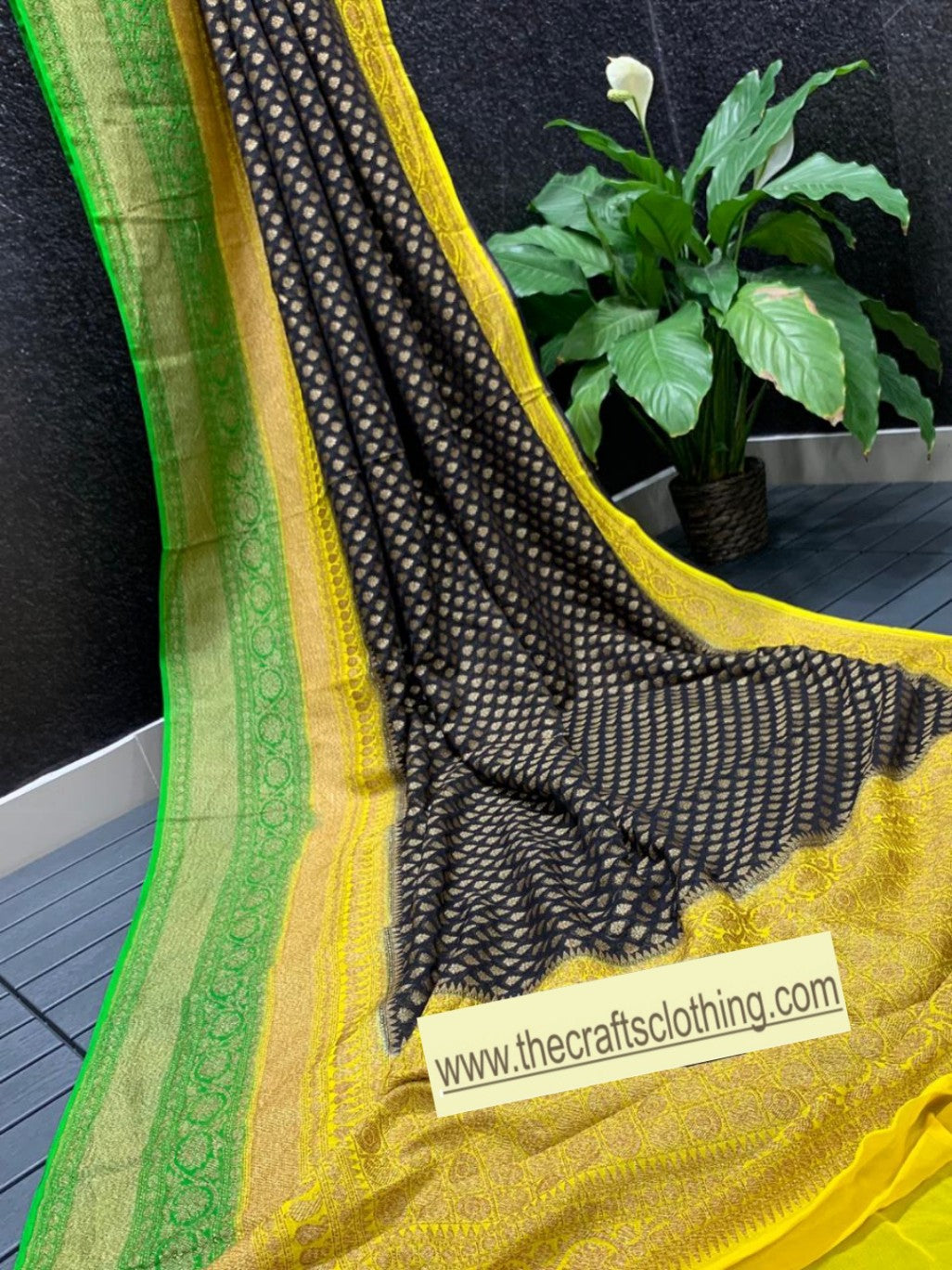 Khaddi Georgette Banarasi Saree - Antique Zari - The Crafts Clothing