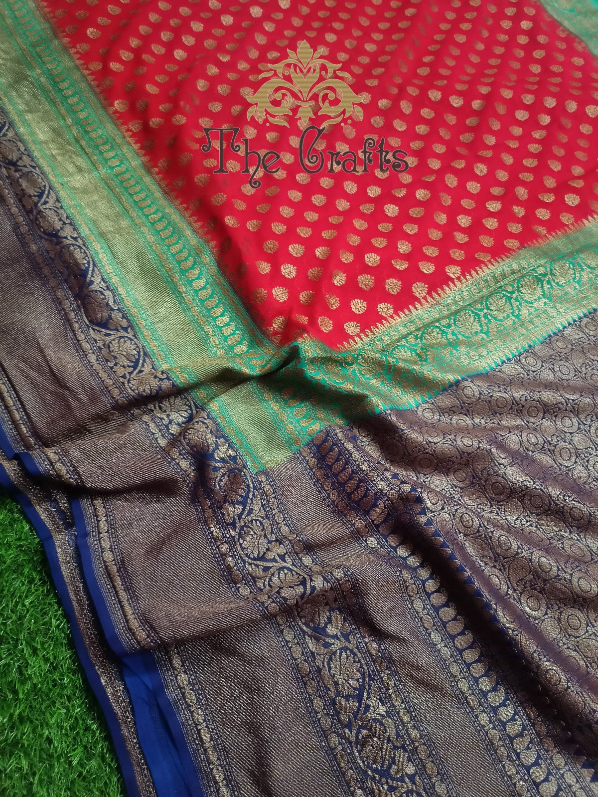 Khaddi Georgette Banarasi Saree - Antique Zari - The Crafts Clothing