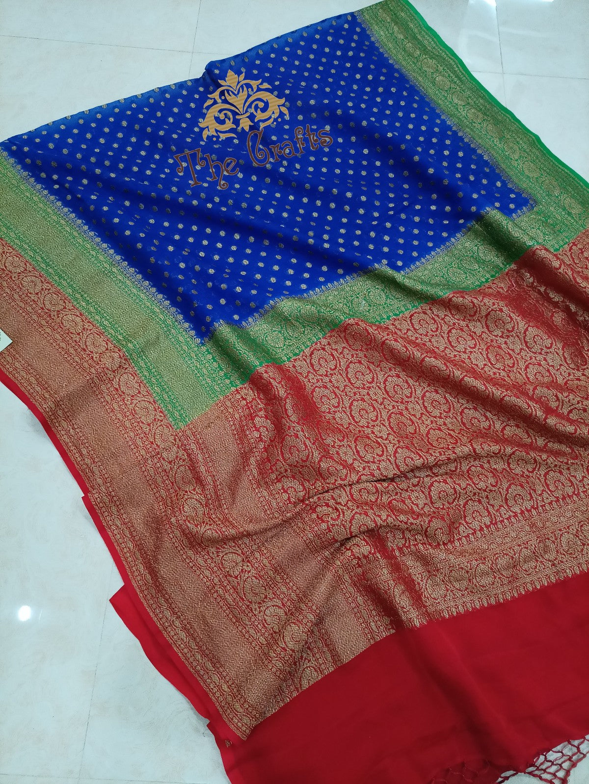 Khaddi Georgette Banarasi Saree - Antique Zari - The Crafts Clothing
