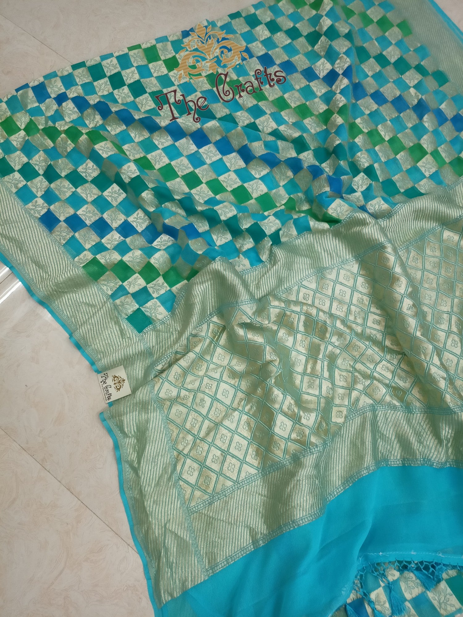 Khaddi Georgette Banarasi Saree - Water Zari - The Crafts Clothing