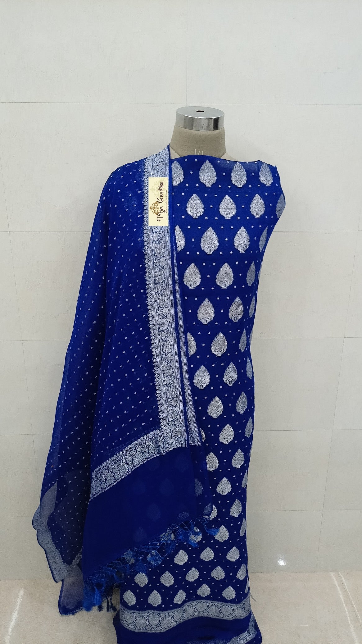 Banarasi Khaddi Georgette Dress Material - The Crafts Banaras