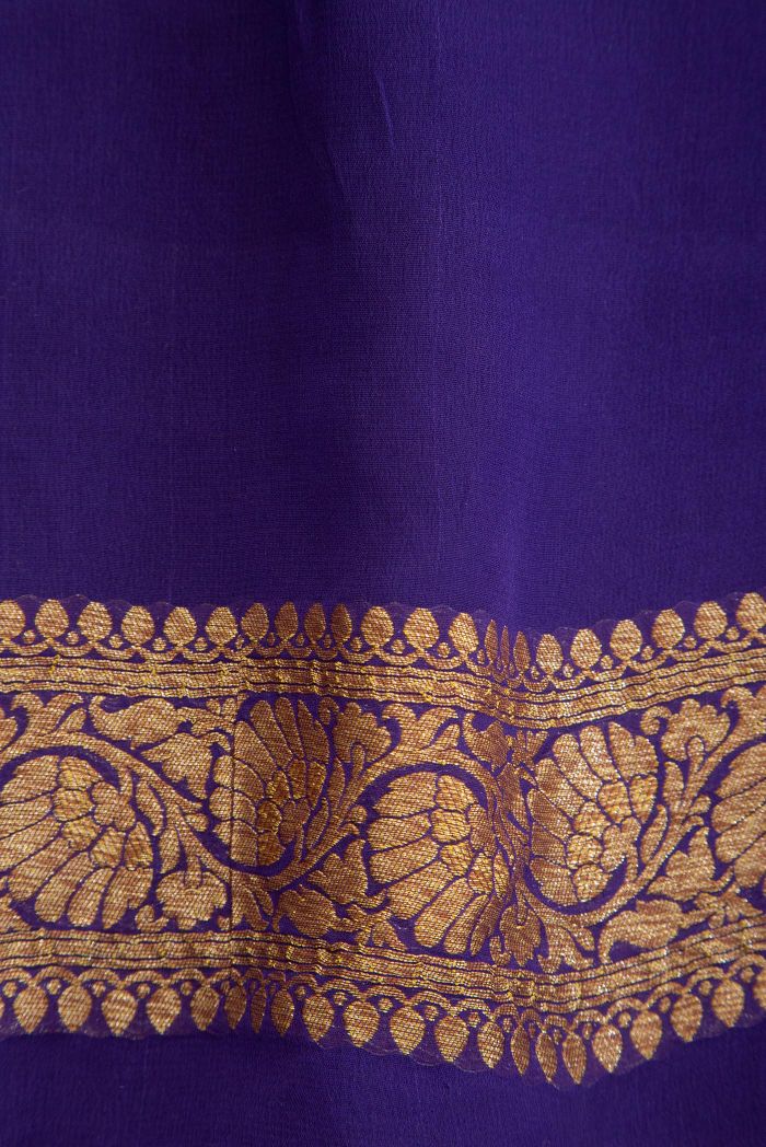 Khaddi Georgette Banarasi Saree - Antique Zari - The Crafts Clothing