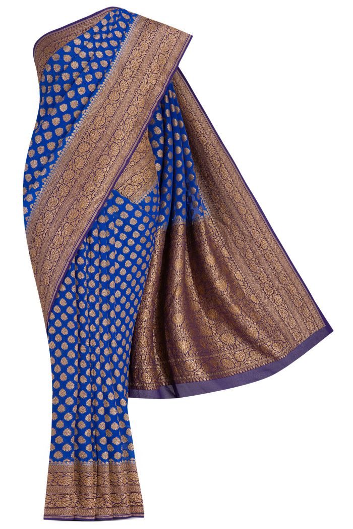 Khaddi Georgette Banarasi Saree - Antique Zari - The Crafts Clothing