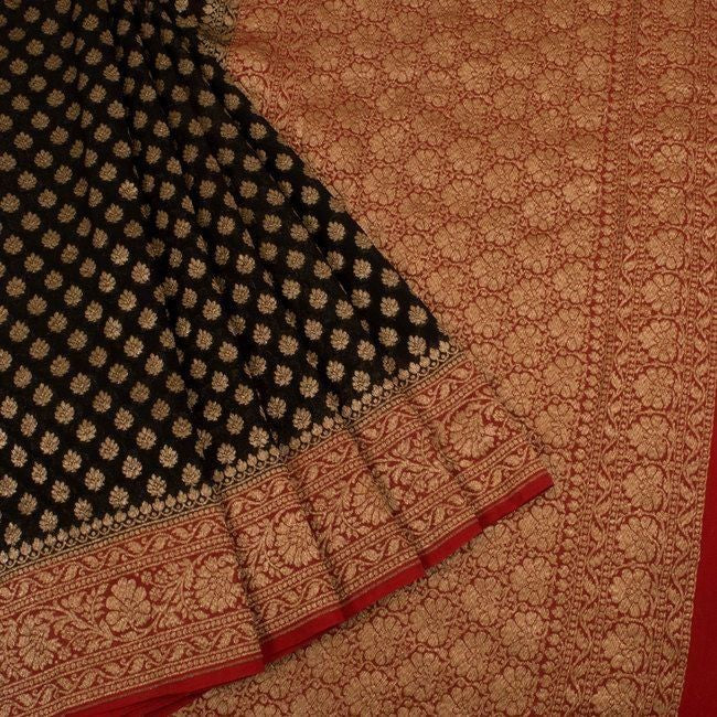 Khaddi Georgette Banarasi Saree - Antique Zari - The Crafts Clothing