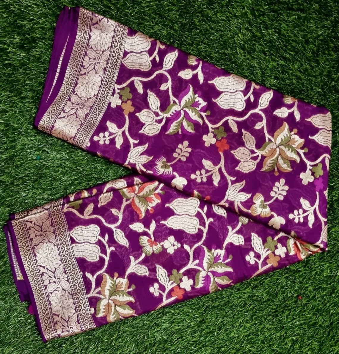 Pure Khaddi Chiffon Banarasi Saree - The Crafts Clothing