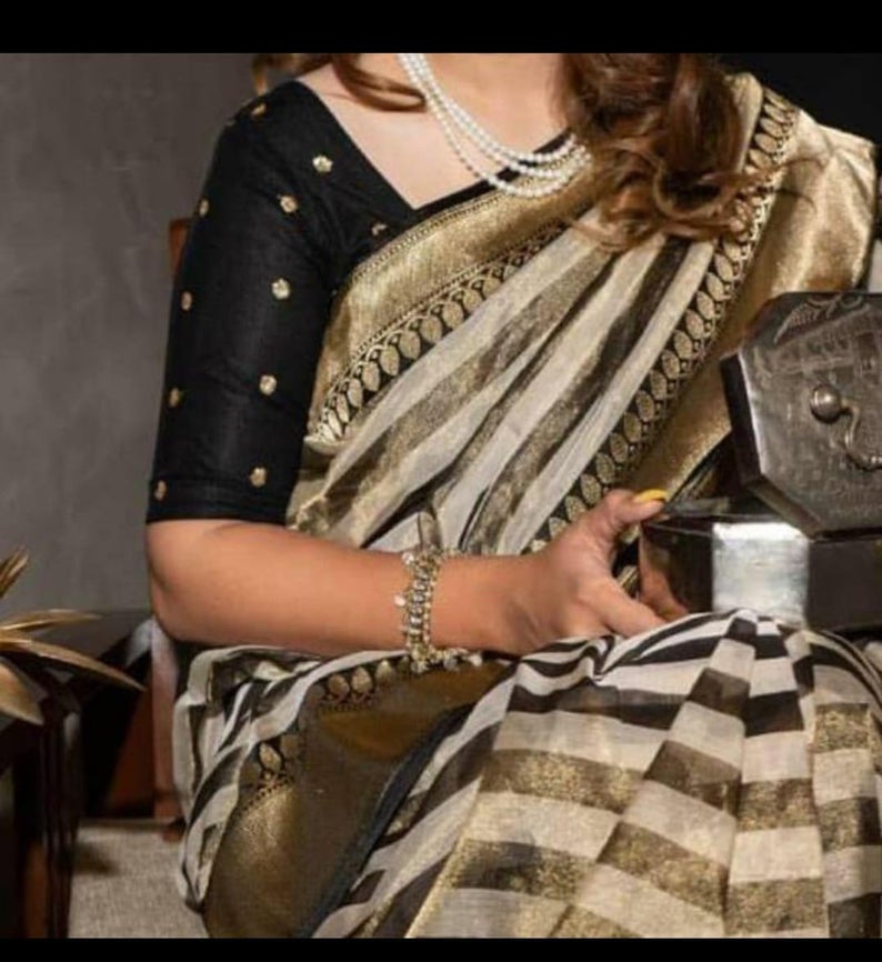 WOVEN WORK SKY PURE TISSUE SILK SAREE, 5.5 m (separate blouse piece) at Rs  11081 in Surat