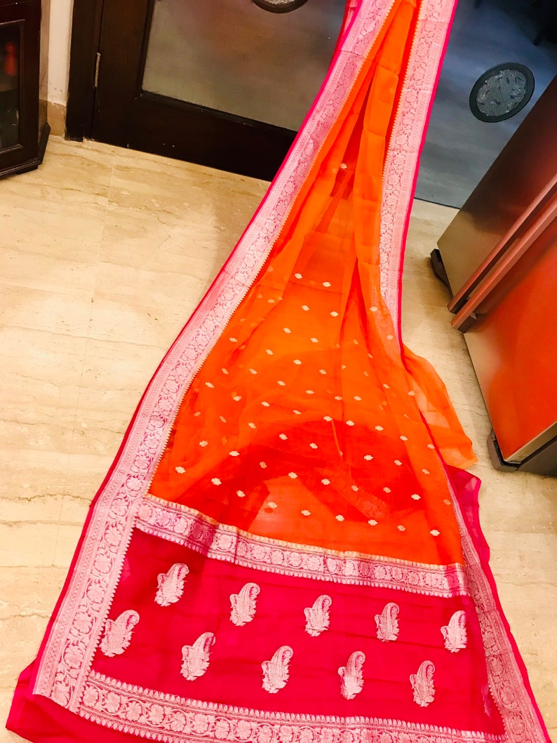 Pure Georgette Handloom Banarasi Saree - The Crafts Clothing