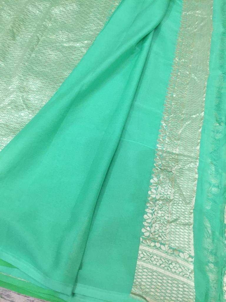 Khaddi Georgette Banarasi Saree - Water Zari - The Crafts Clothing