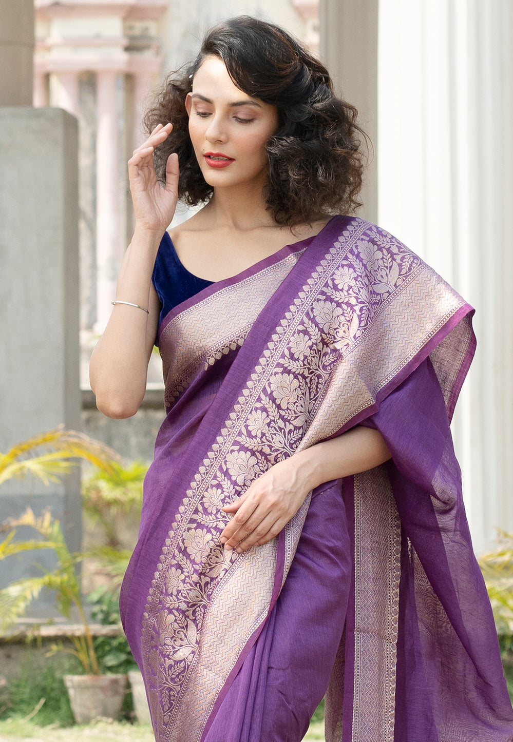 Pure Linen Banarasi Saree