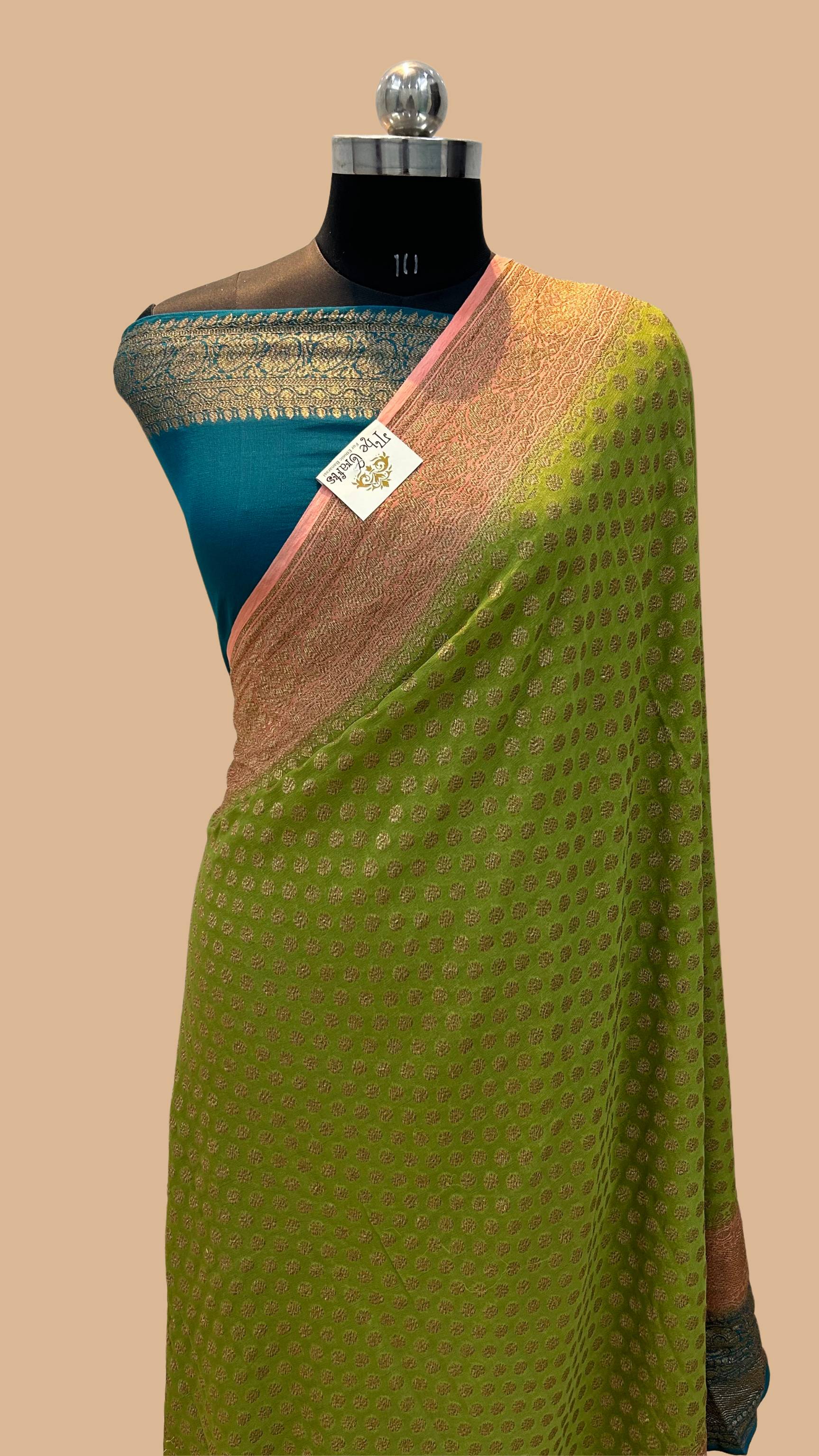 Khaddi Georgette Banarasi Saree - Antique Zari