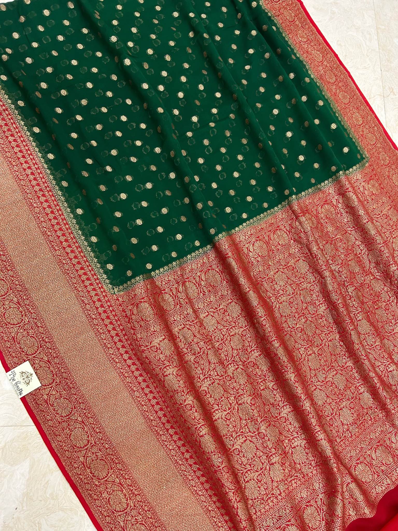 Khaddi Georgette Banarasi Saree - Antique Zari