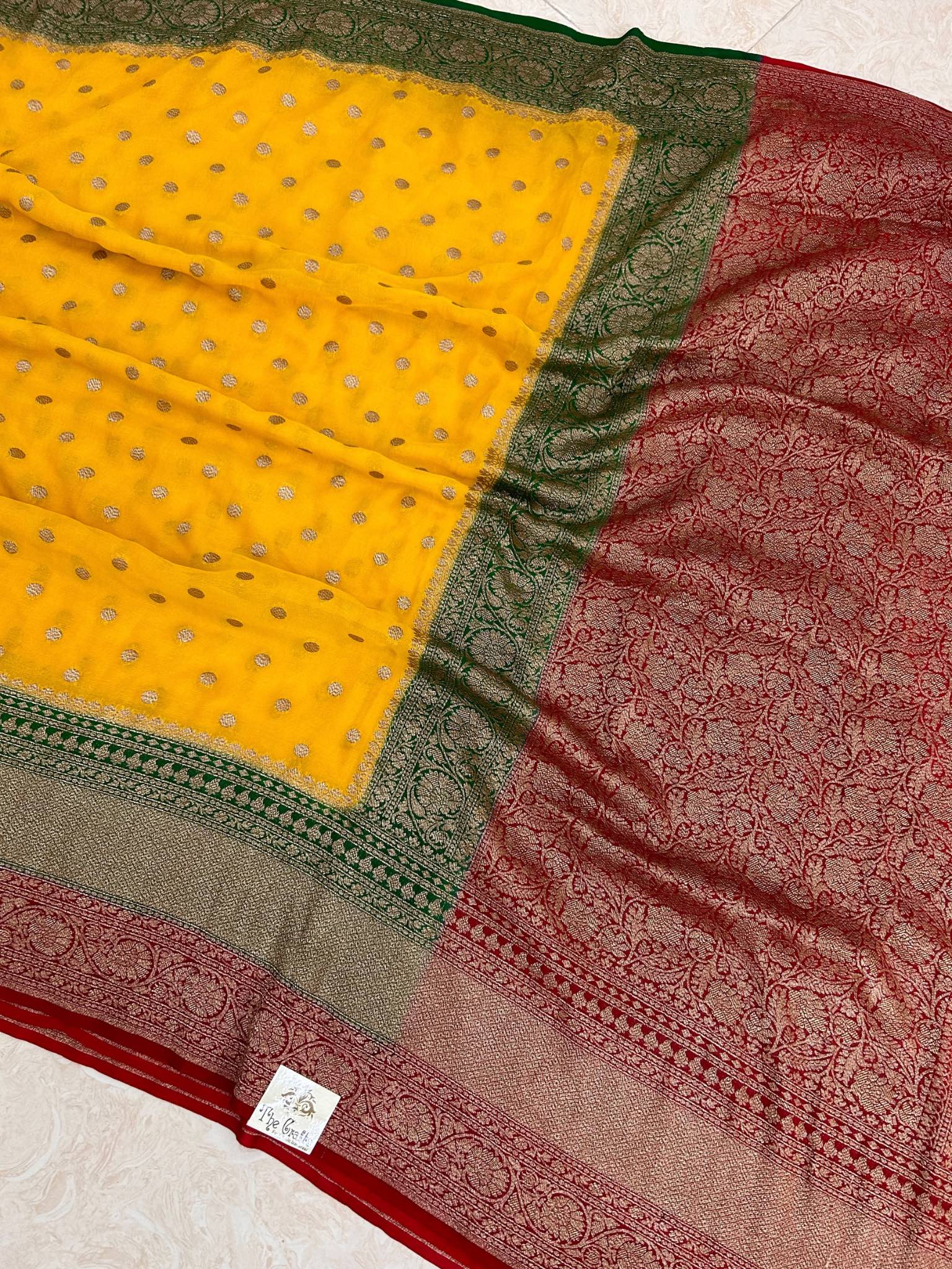 Khaddi Georgette Banarasi Saree - Antique Zari