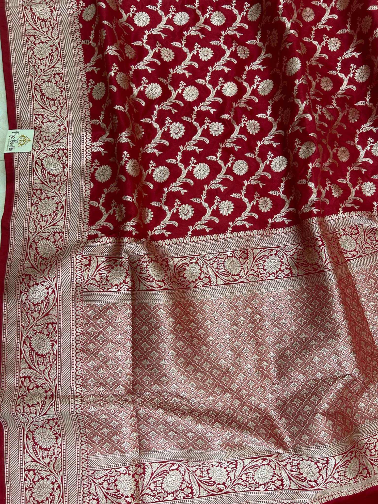 Pure Katan Silk Handloom Banarasi Saree - Jaal work