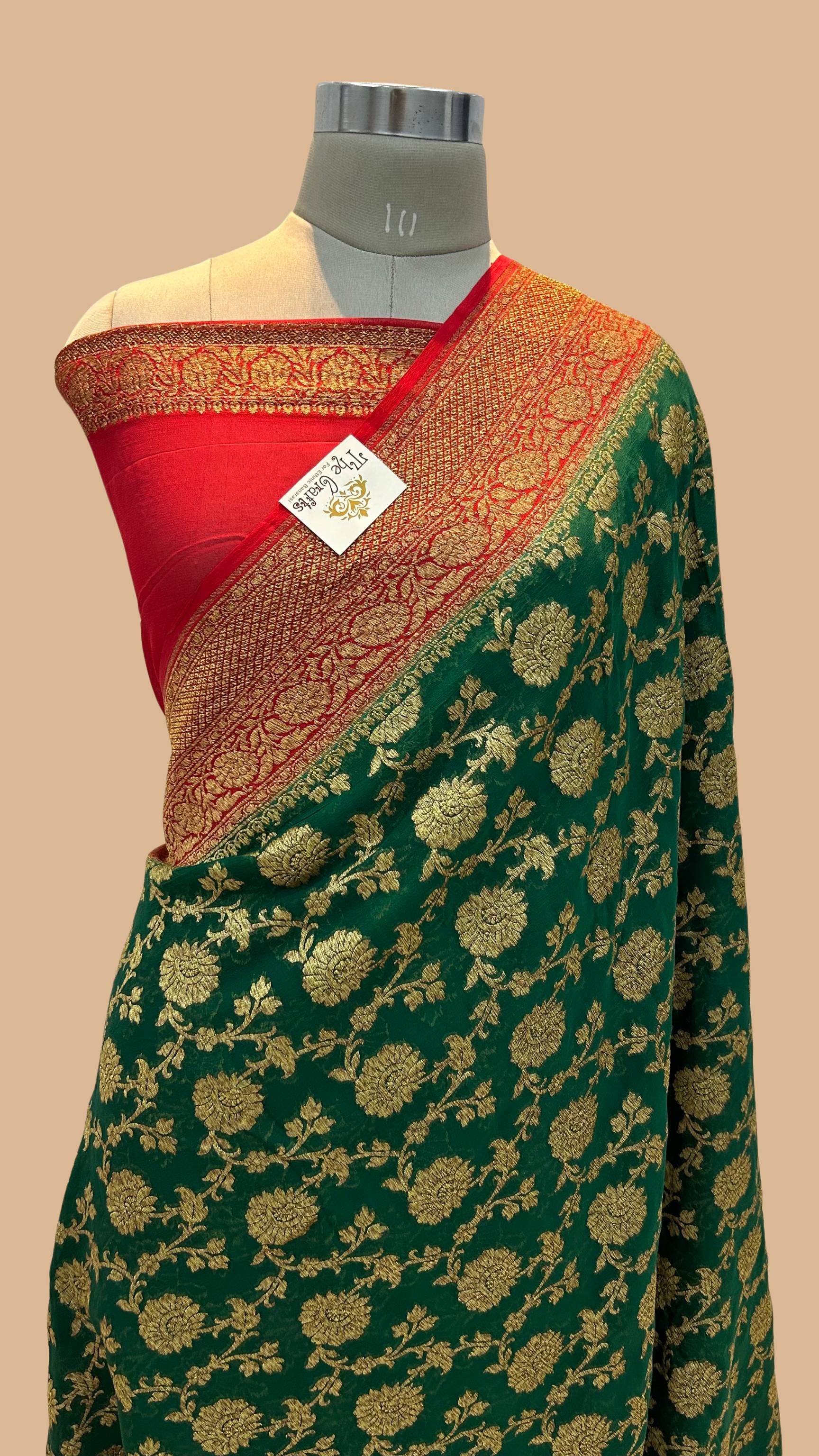 Khaddi Georgette Banarasi Saree - Antique Zari