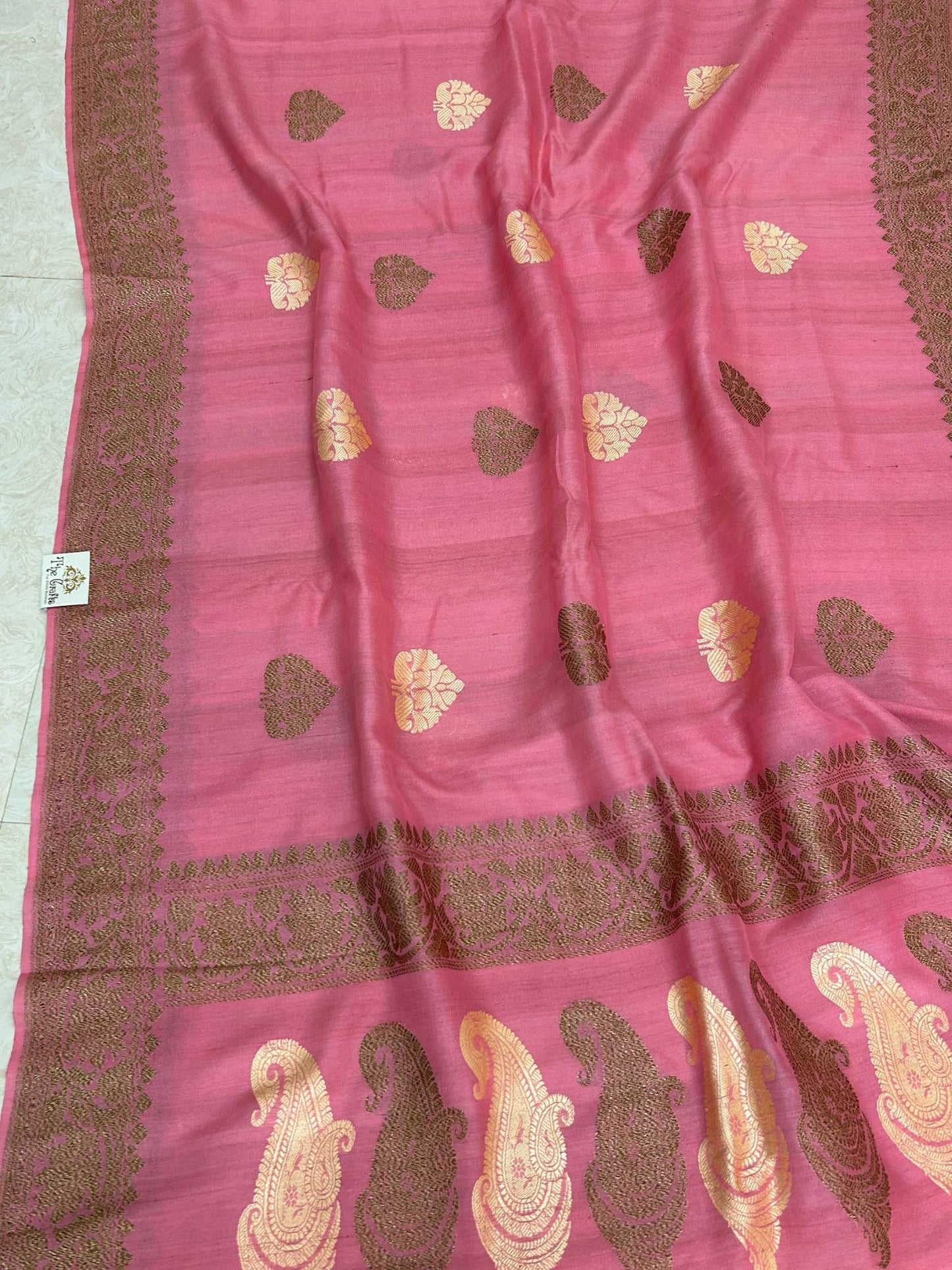 Tussar Georgette Handloom Banarasi Saree - Antique Zari