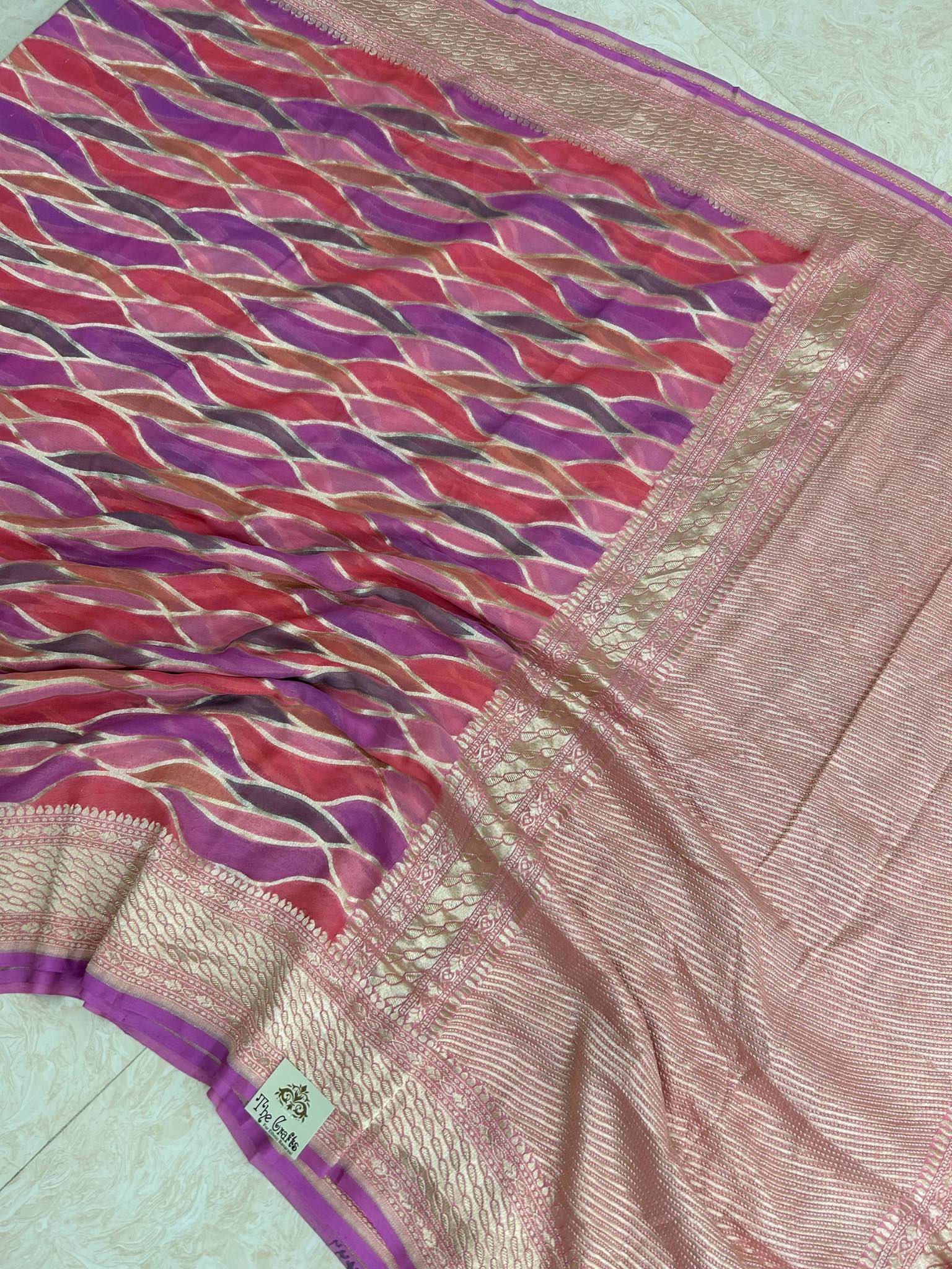 Khaddi Georgette Handloom Banarasi Saree