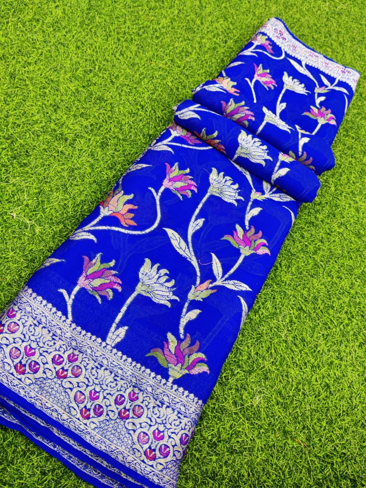 Pure Khaddi Chiffon Banarasi Saree