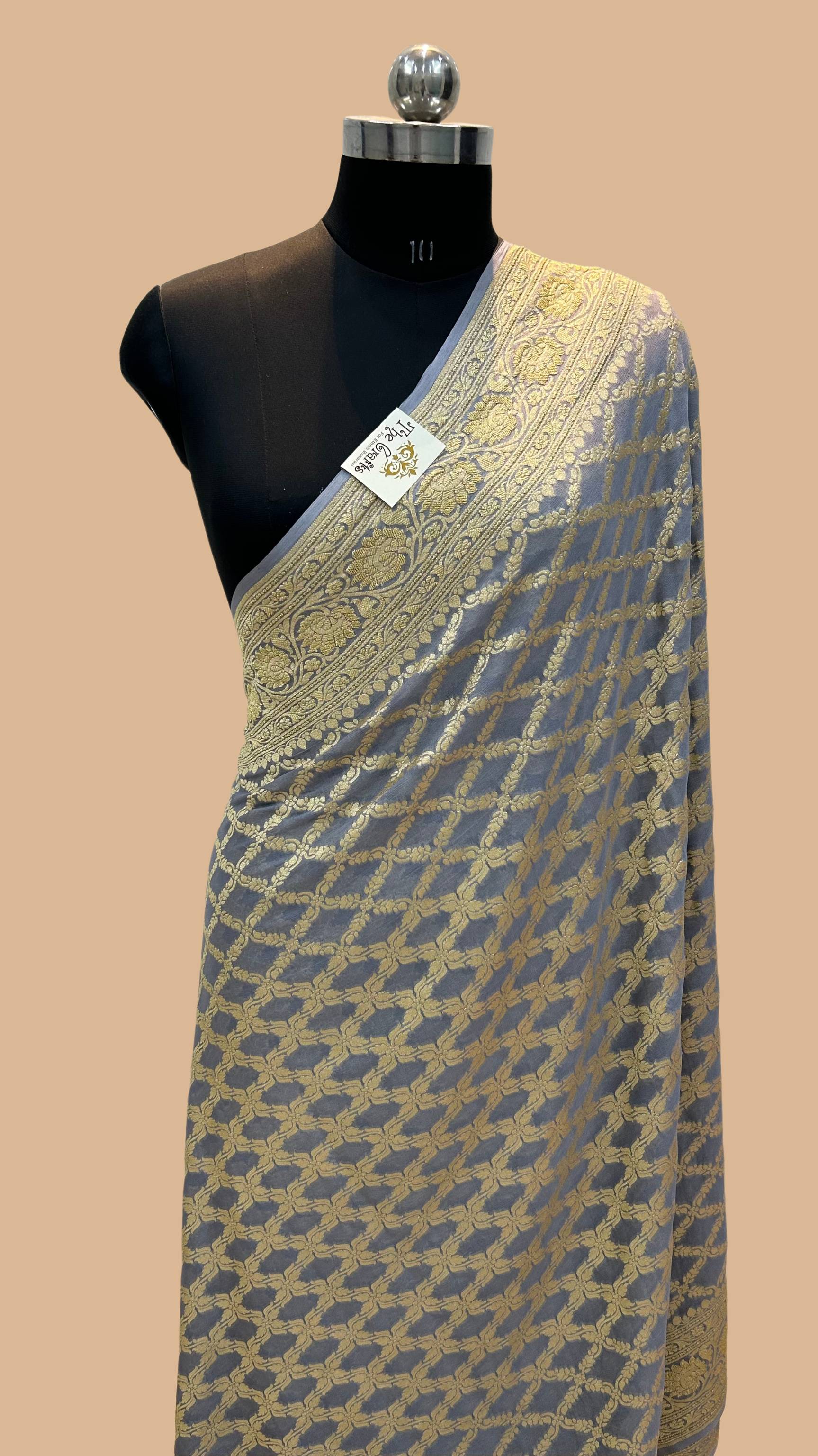 Khaddi Georgette Banarasi Saree - Gold Zari