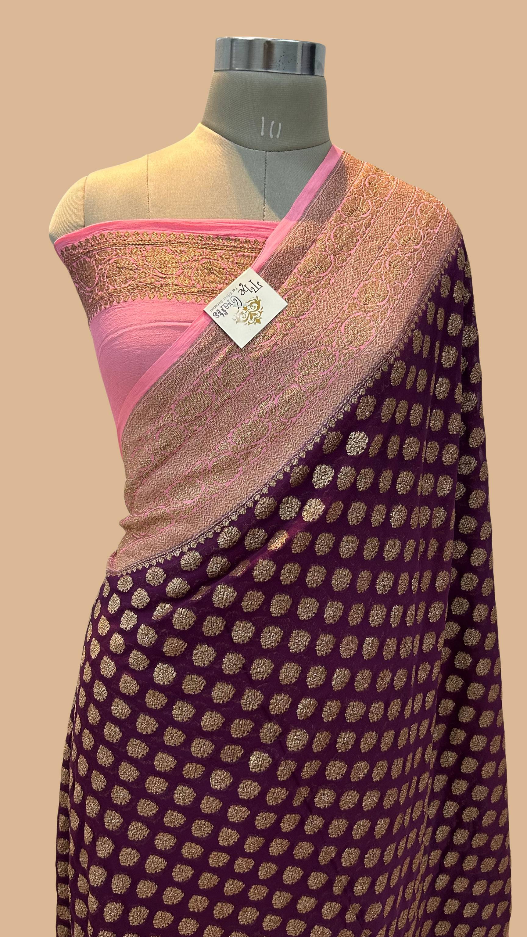 Khaddi Georgette Banarasi Saree - Antique Zari