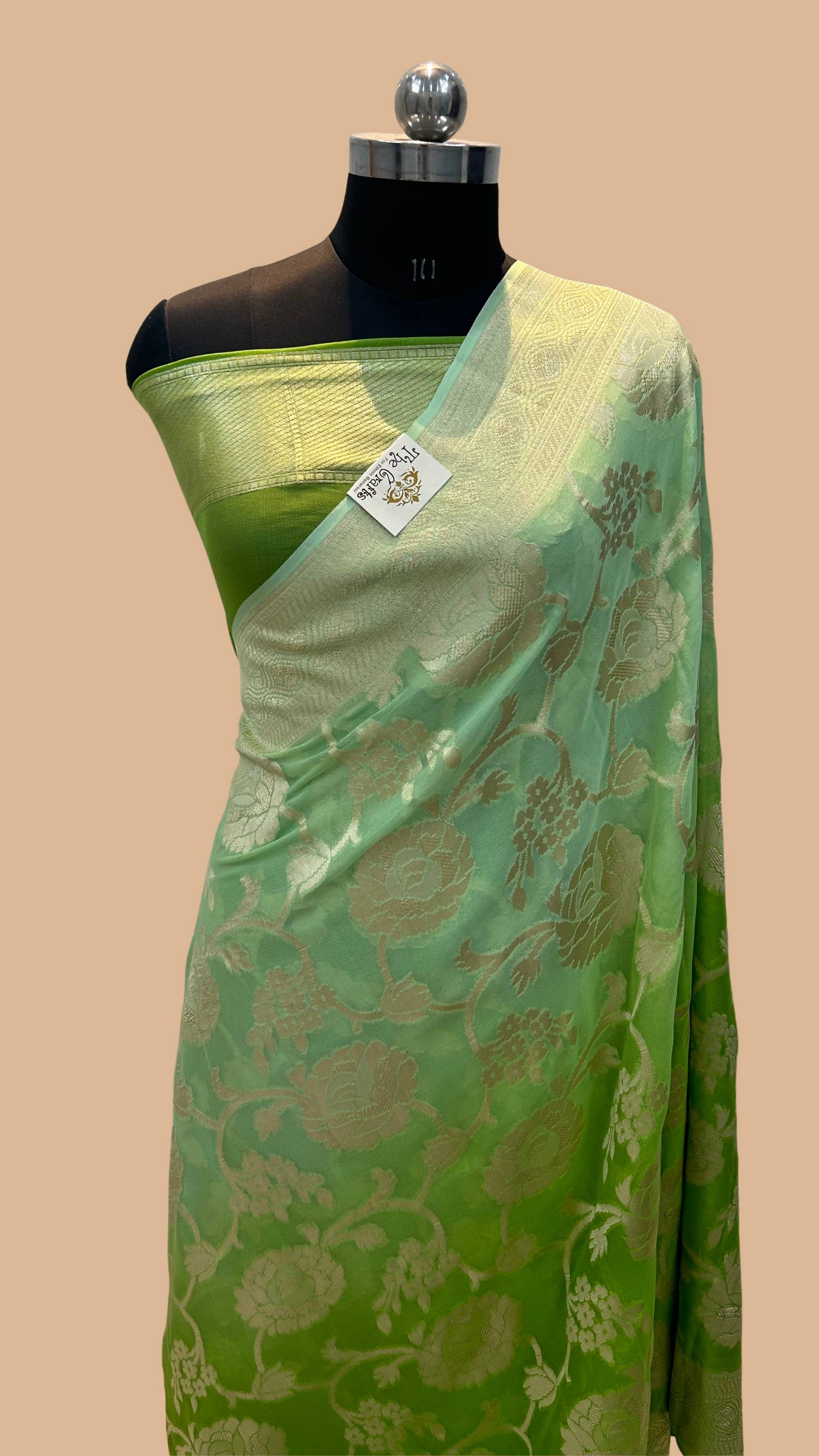 Khaddi Georgette Handloom Banarasi Saree - Water Zari