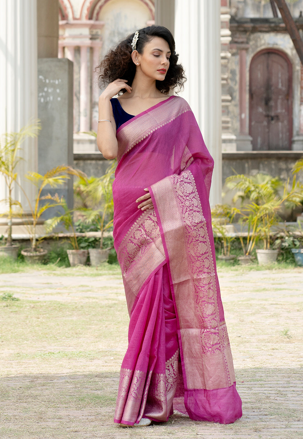 Pure Linen Banarasi Saree