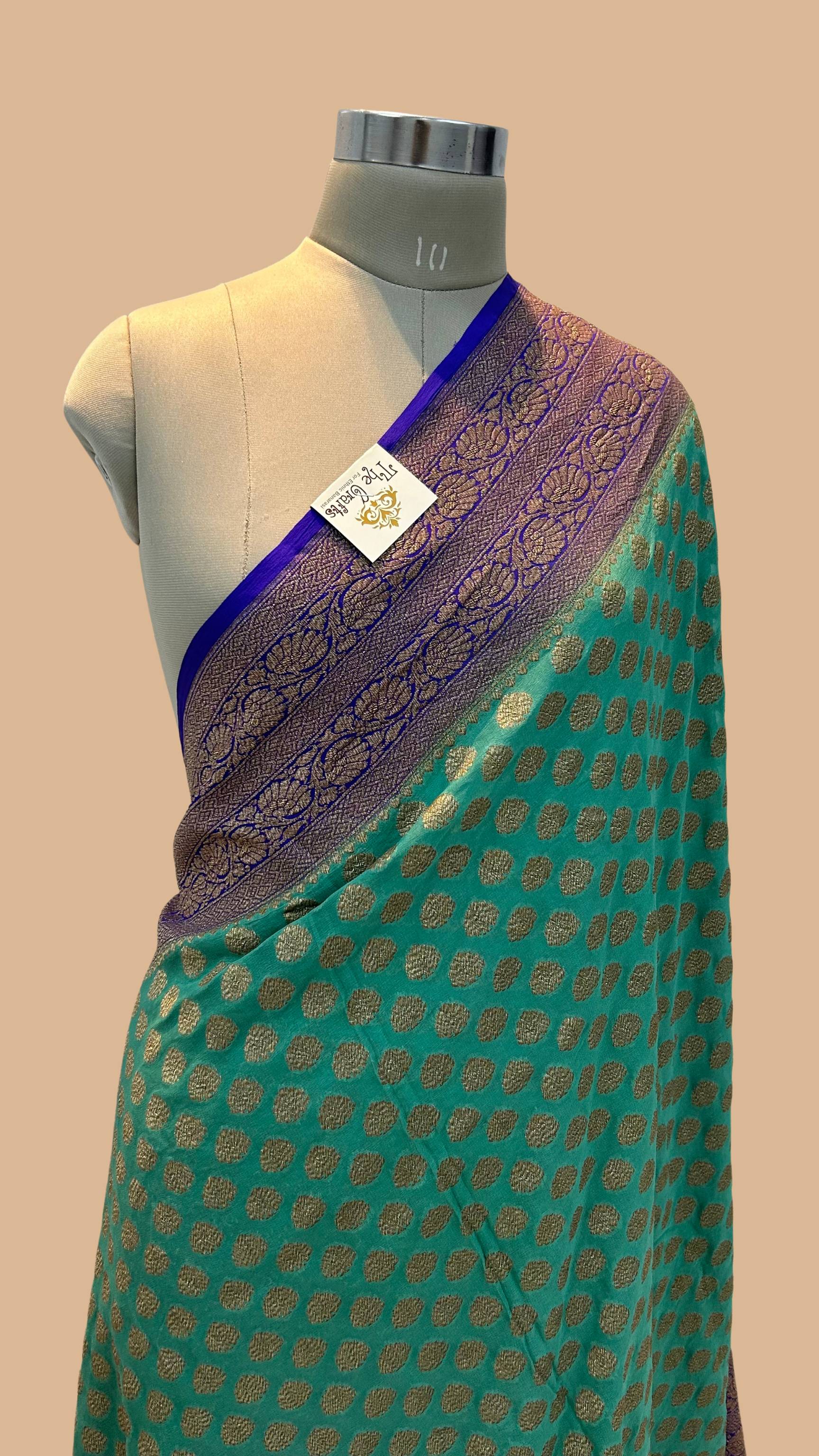 Khaddi Georgette Banarasi Saree - Antique Zari