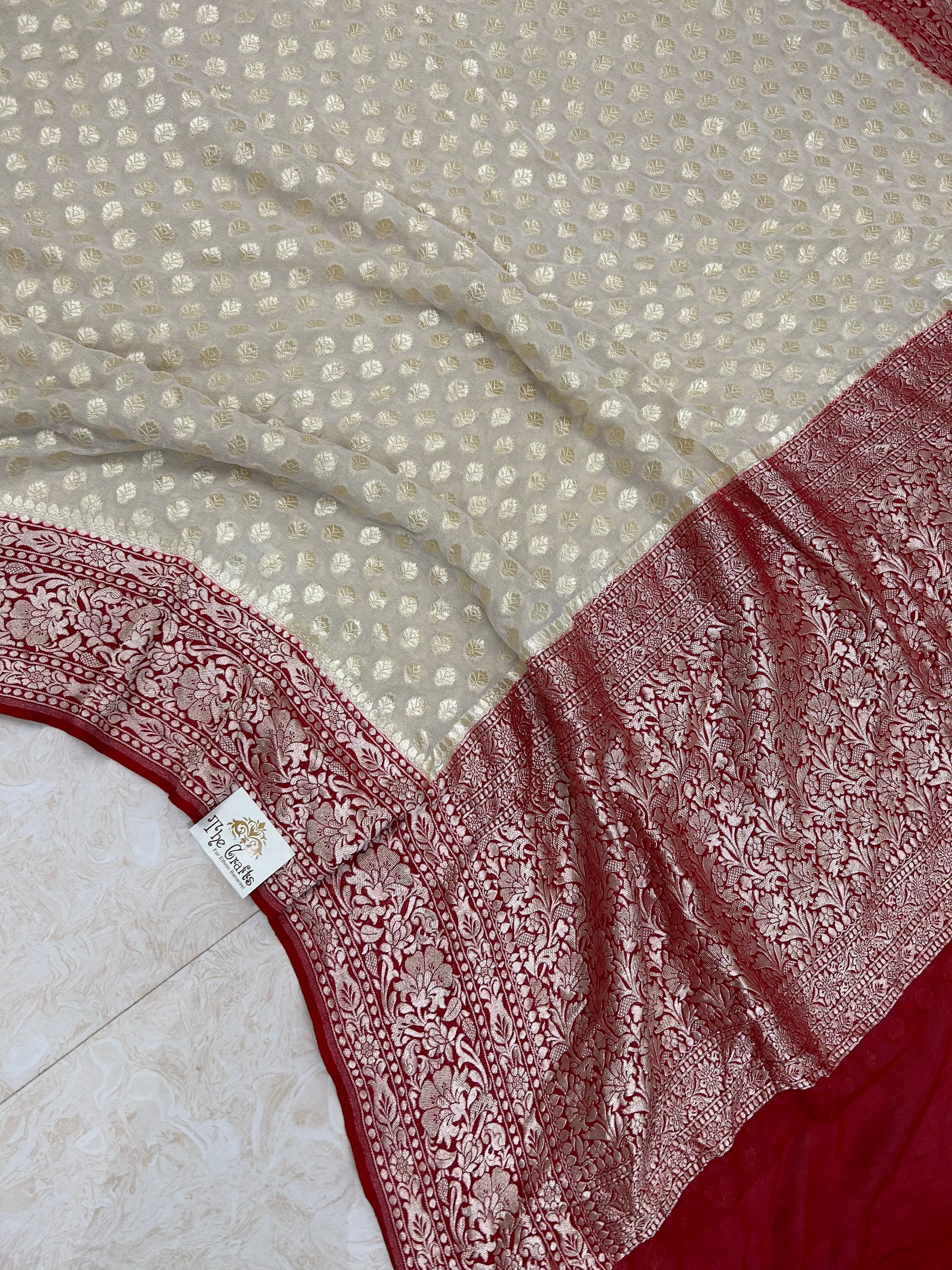 Khaddi Georgette Handloom Banarasi Saree - Water Zari