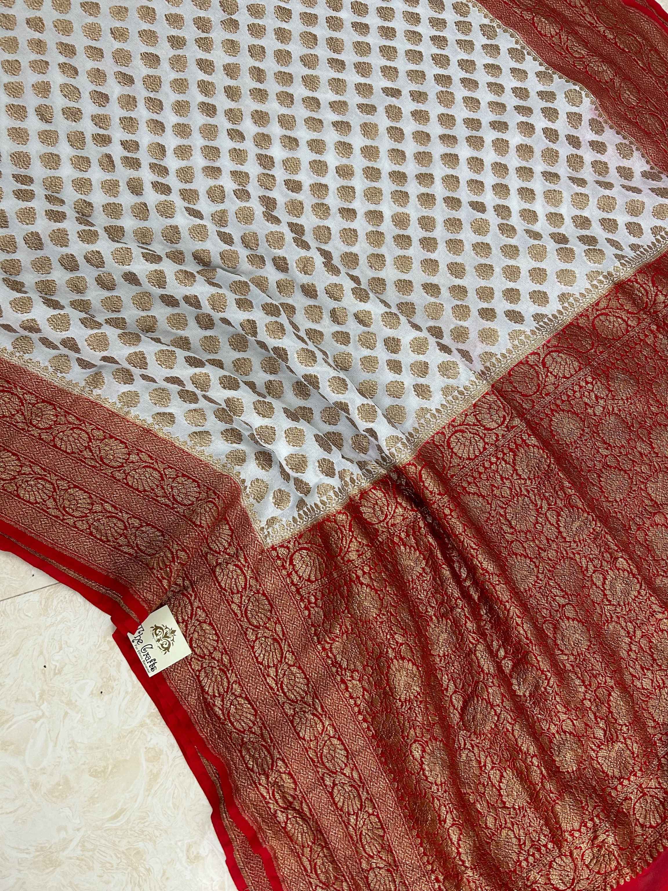 Khaddi Georgette Banarasi Saree - Antique Zari