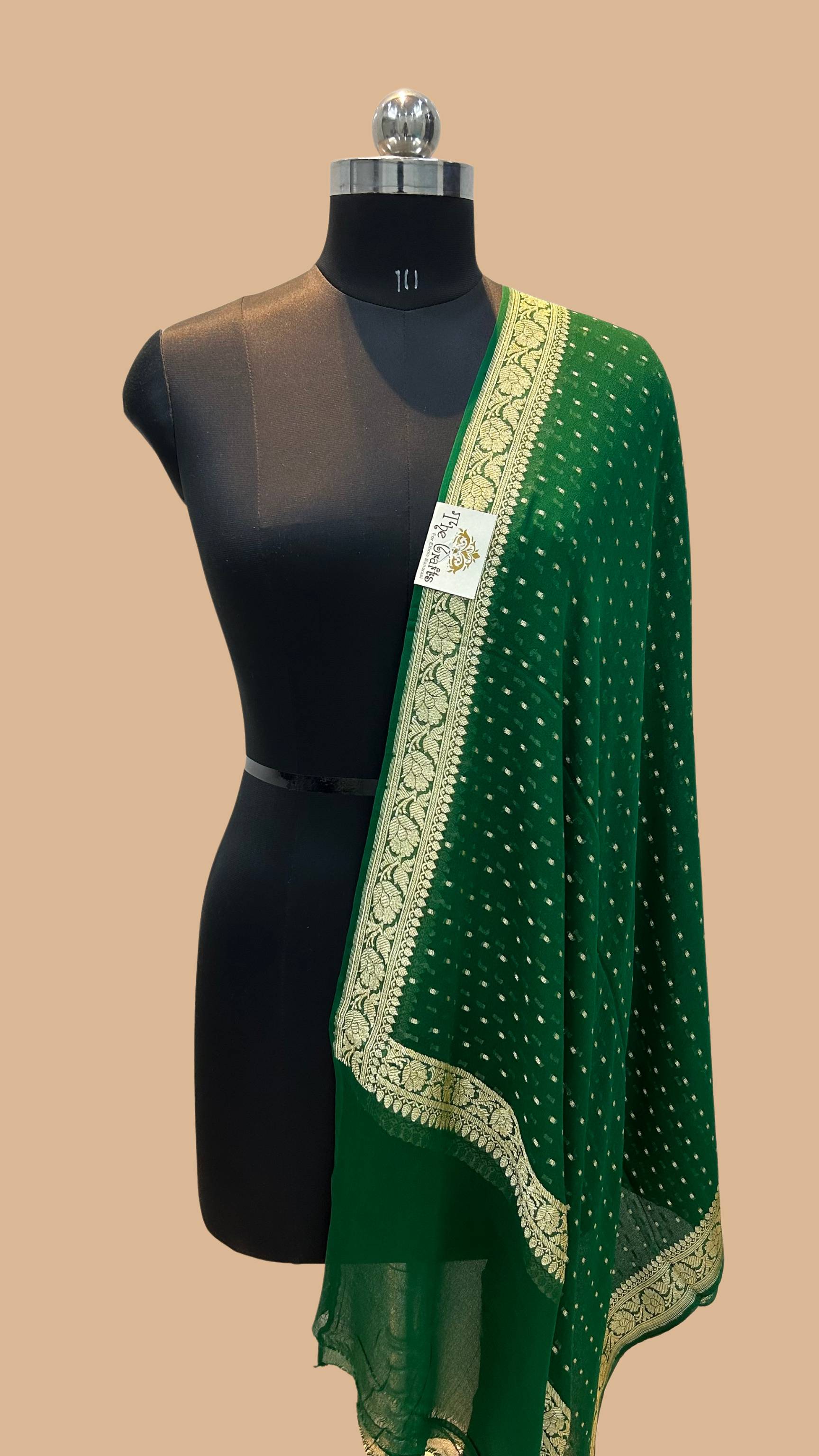 Pure Georgette Banarasi Dupatta - gold zari