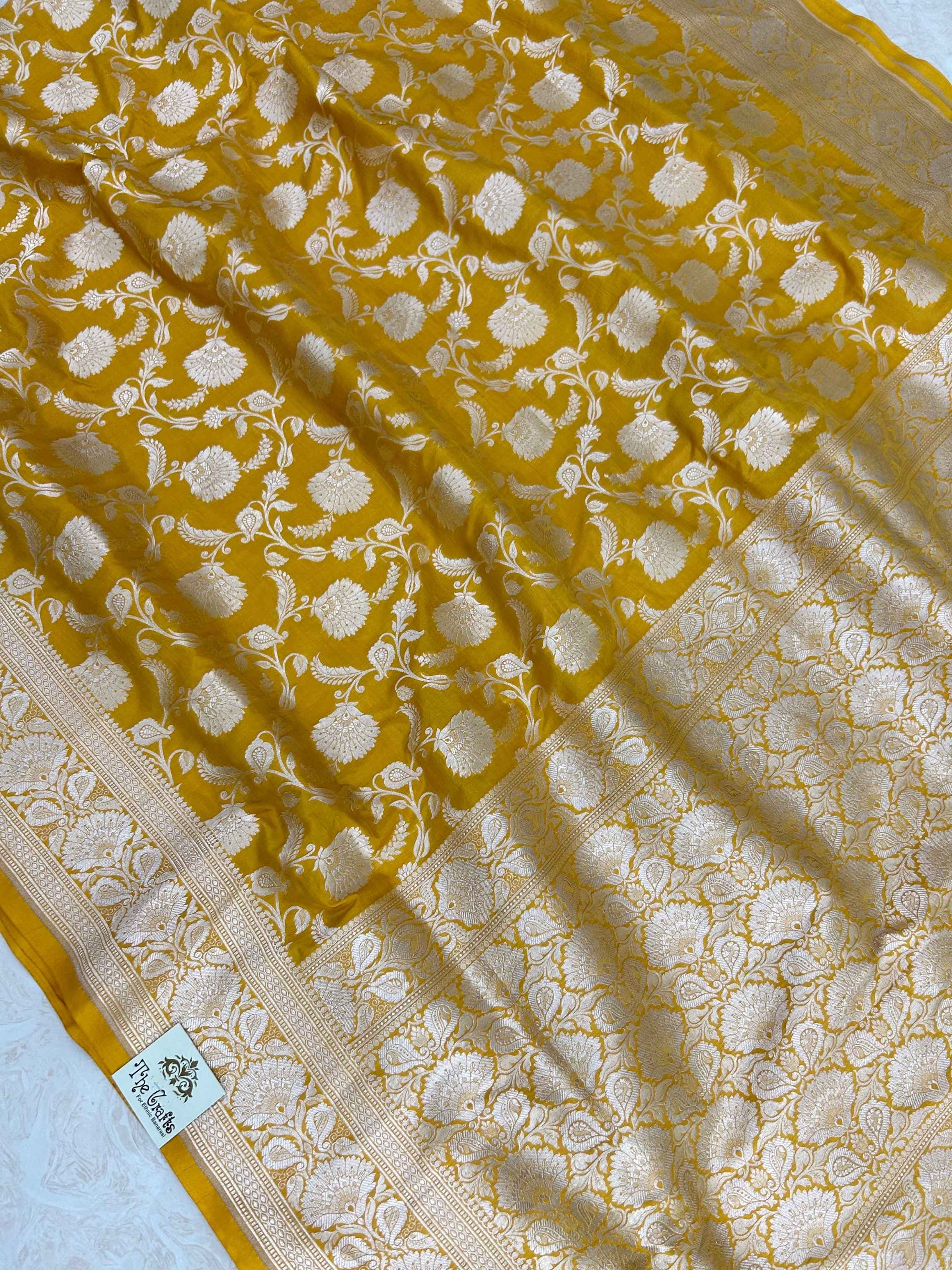 Pure Katan Silk Handloom Banarasi Saree - Jaal work