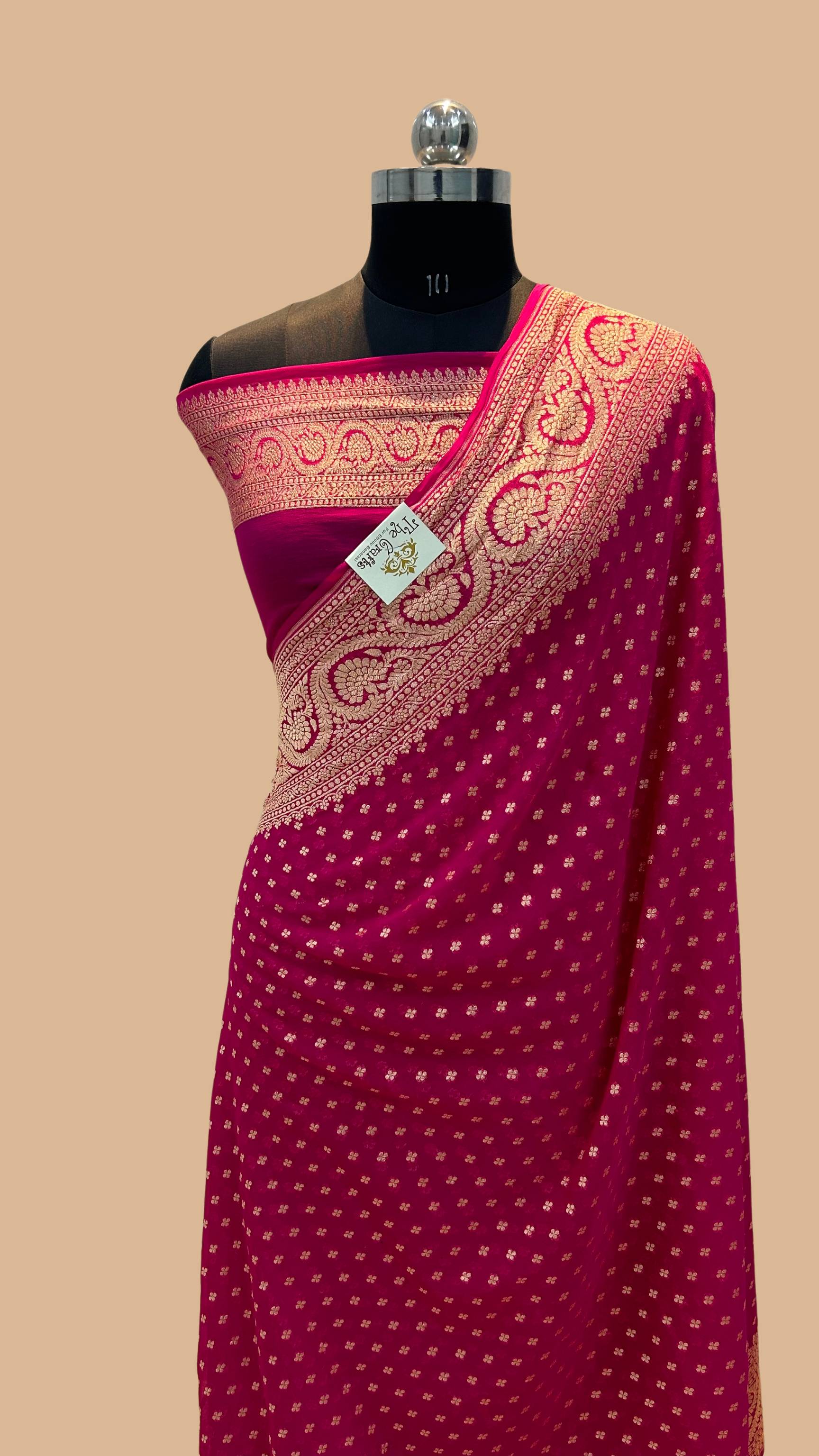 Khaddi Georgette Banarasi Saree - Gold Zari