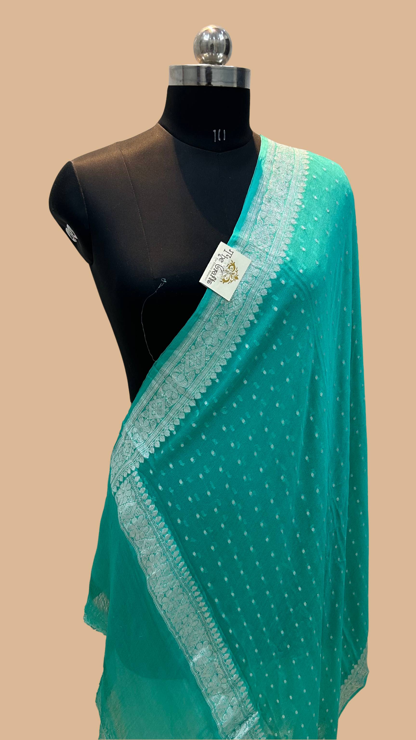 Pure Georgette Banarasi Dupatta - silver zari