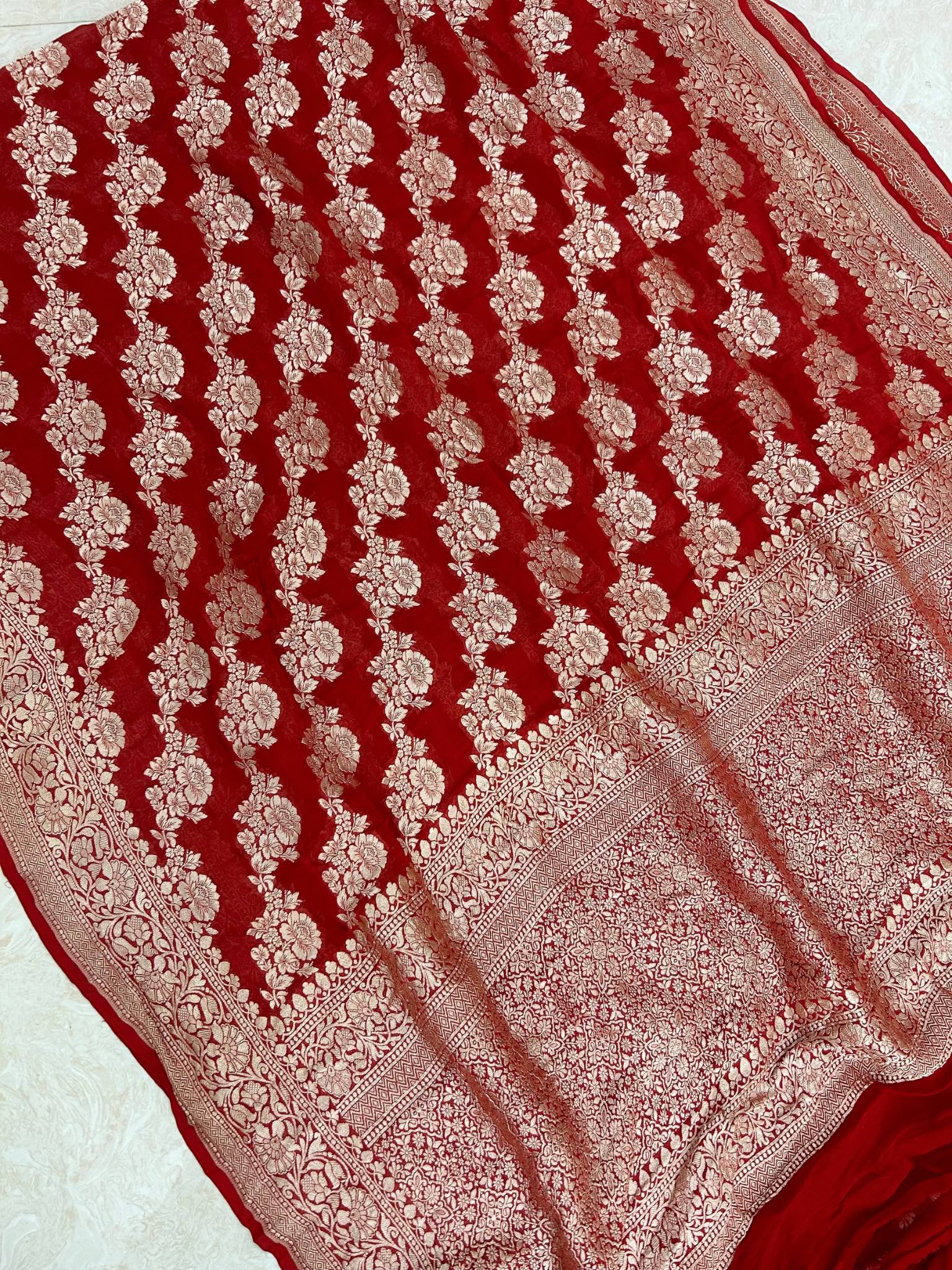 Khaddi Georgette Handloom Banarasi Saree