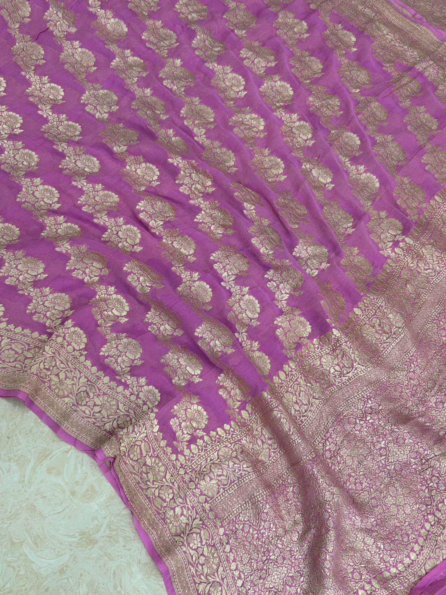 Khaddi Georgette Handloom Banarasi Saree