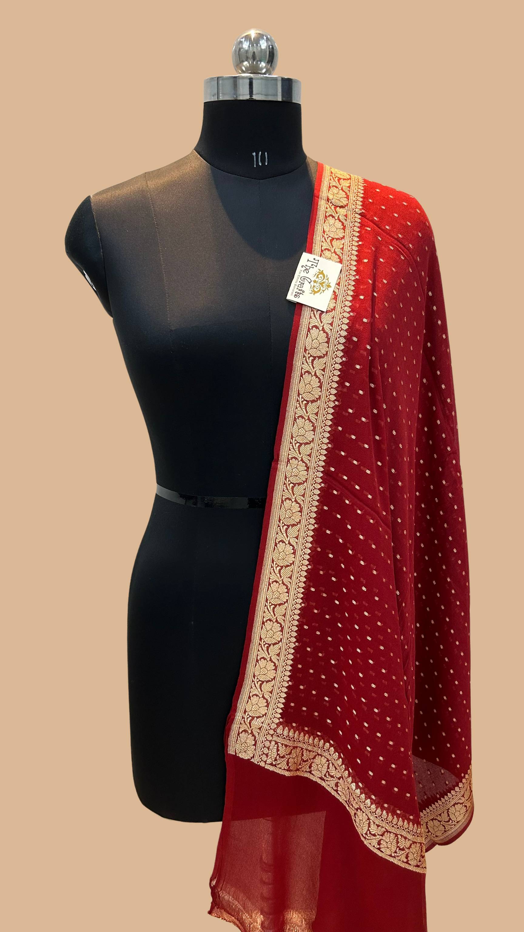 Pure Georgette Banarasi Dupatta - gold zari