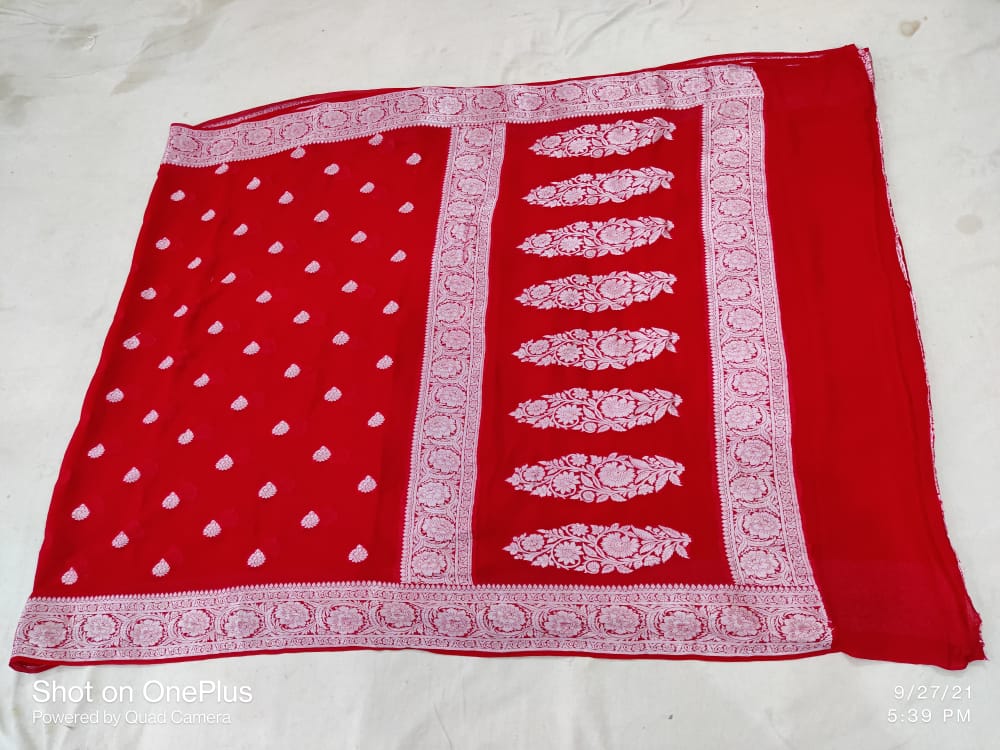 Pure Khaddi Chiffon Banarasi Saree