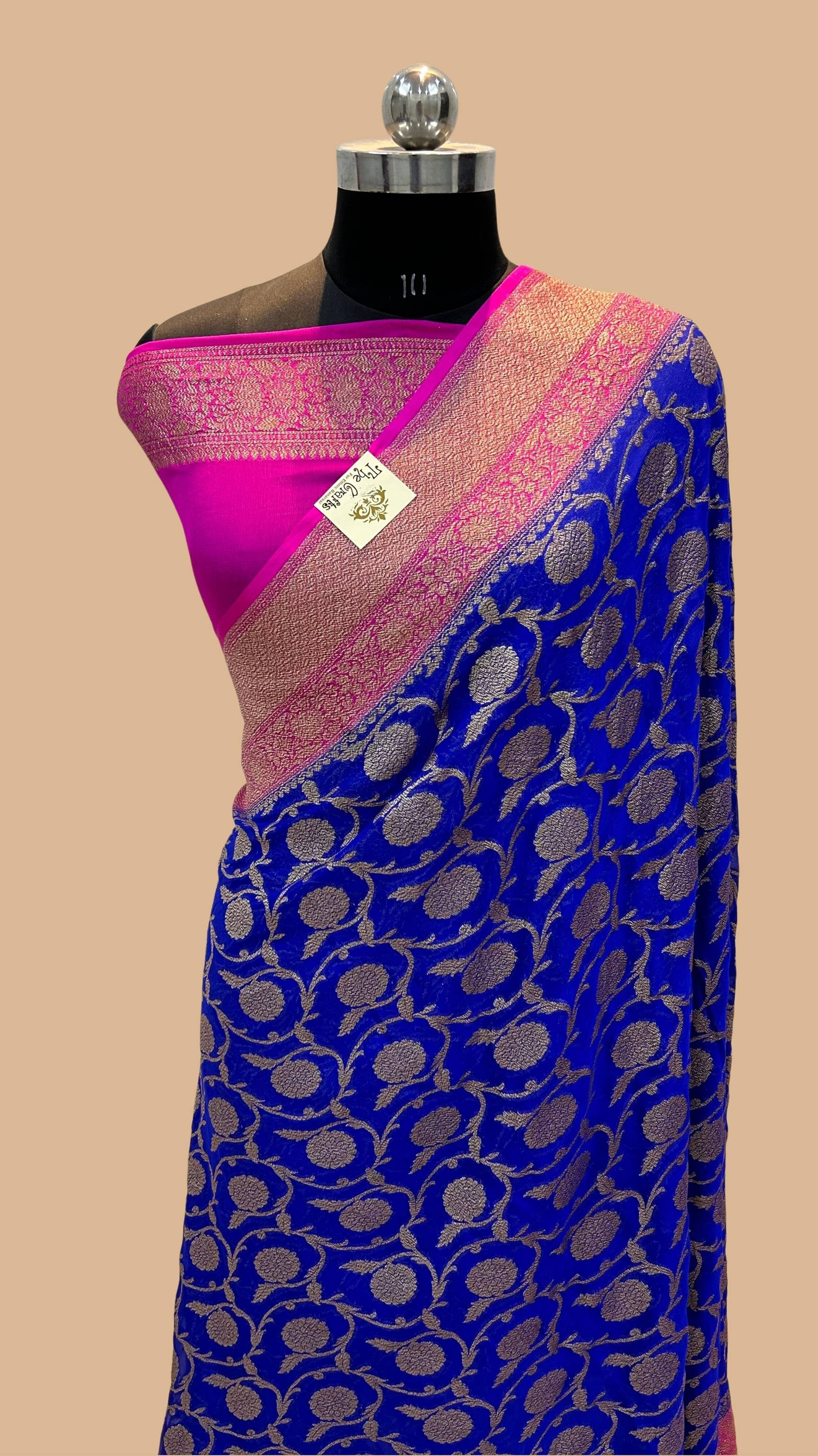 Khaddi Georgette Banarasi Saree - Antique Zari