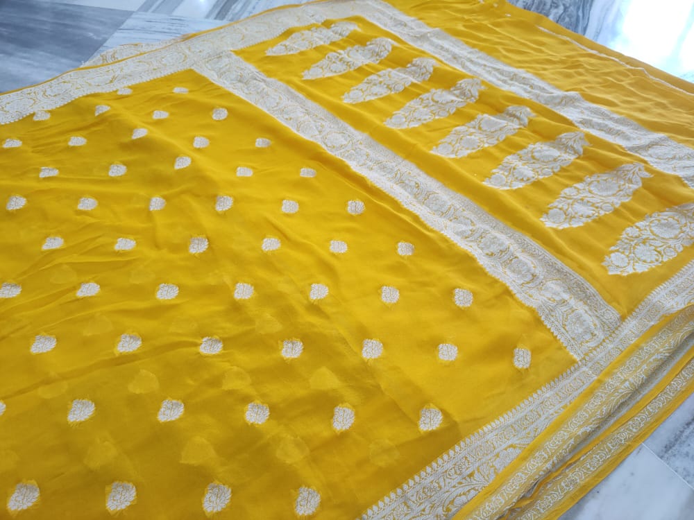 Pure Khaddi Chiffon Banarasi Saree