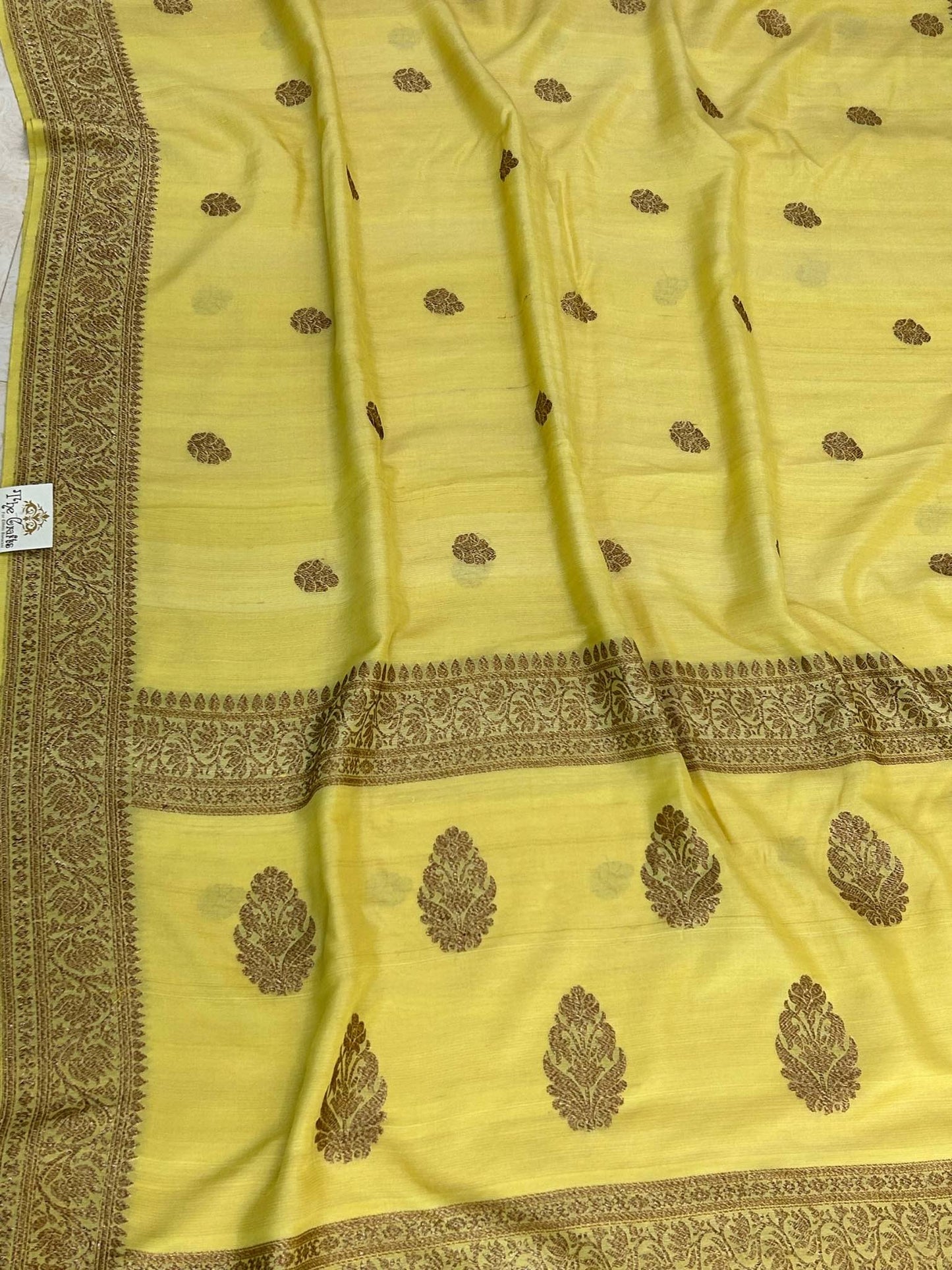 Tussar Georgette Handloom Banarasi Saree - Antique Zari
