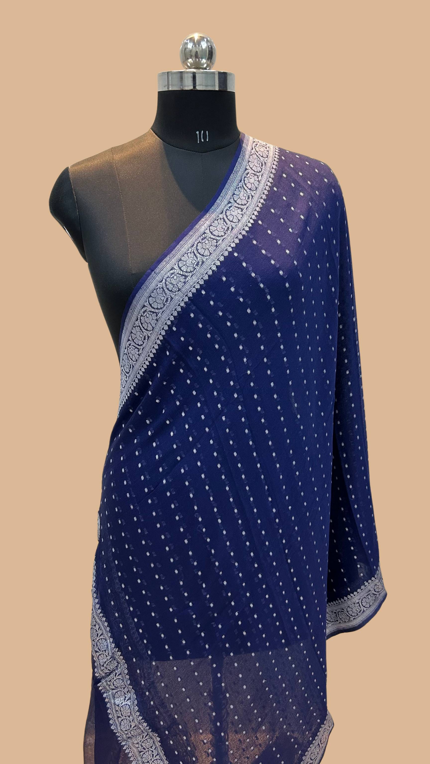 Pure Georgette Banarasi Dupatta - silver zari