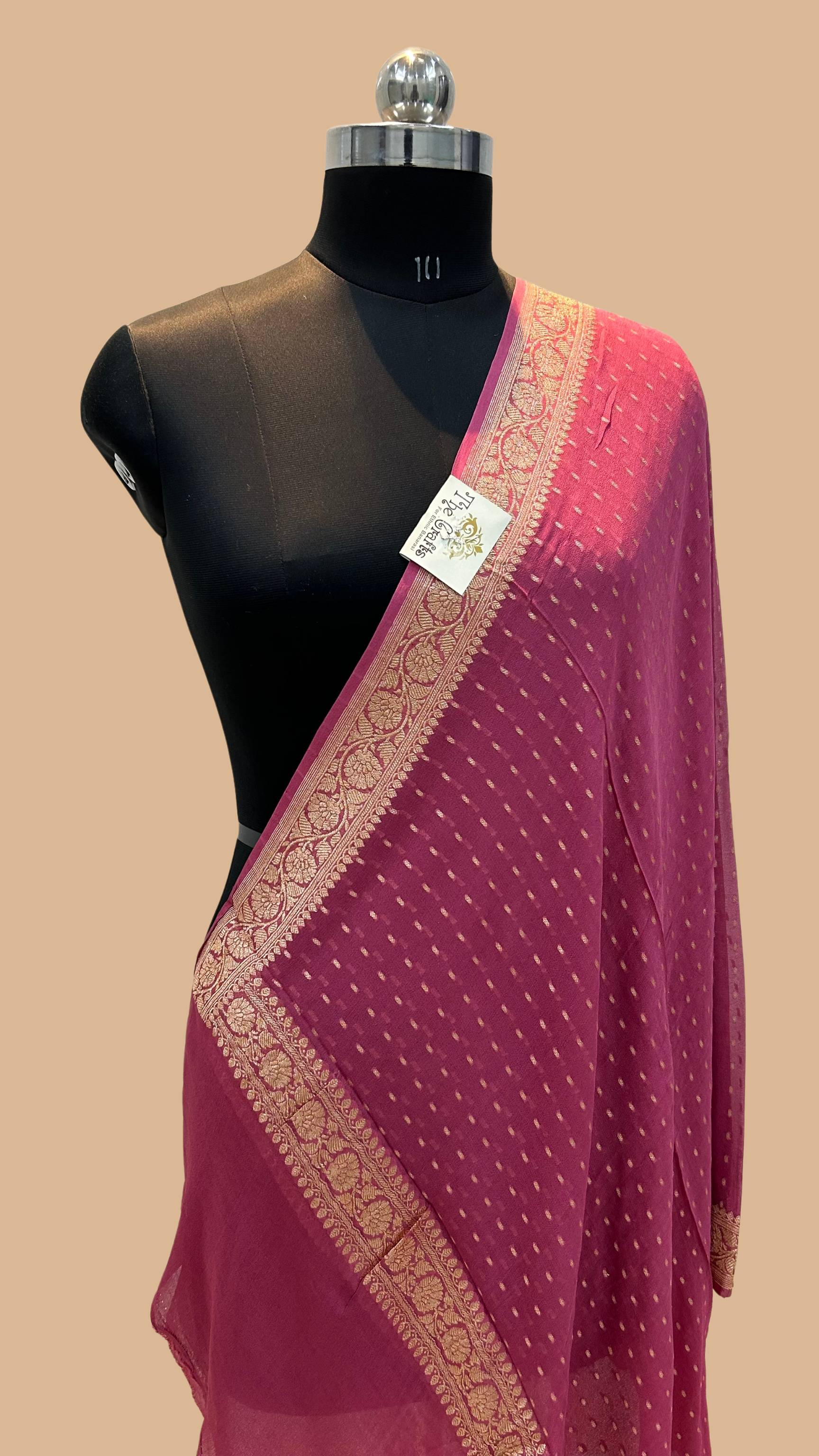 Pure Georgette Banarasi Dupatta - gold zari