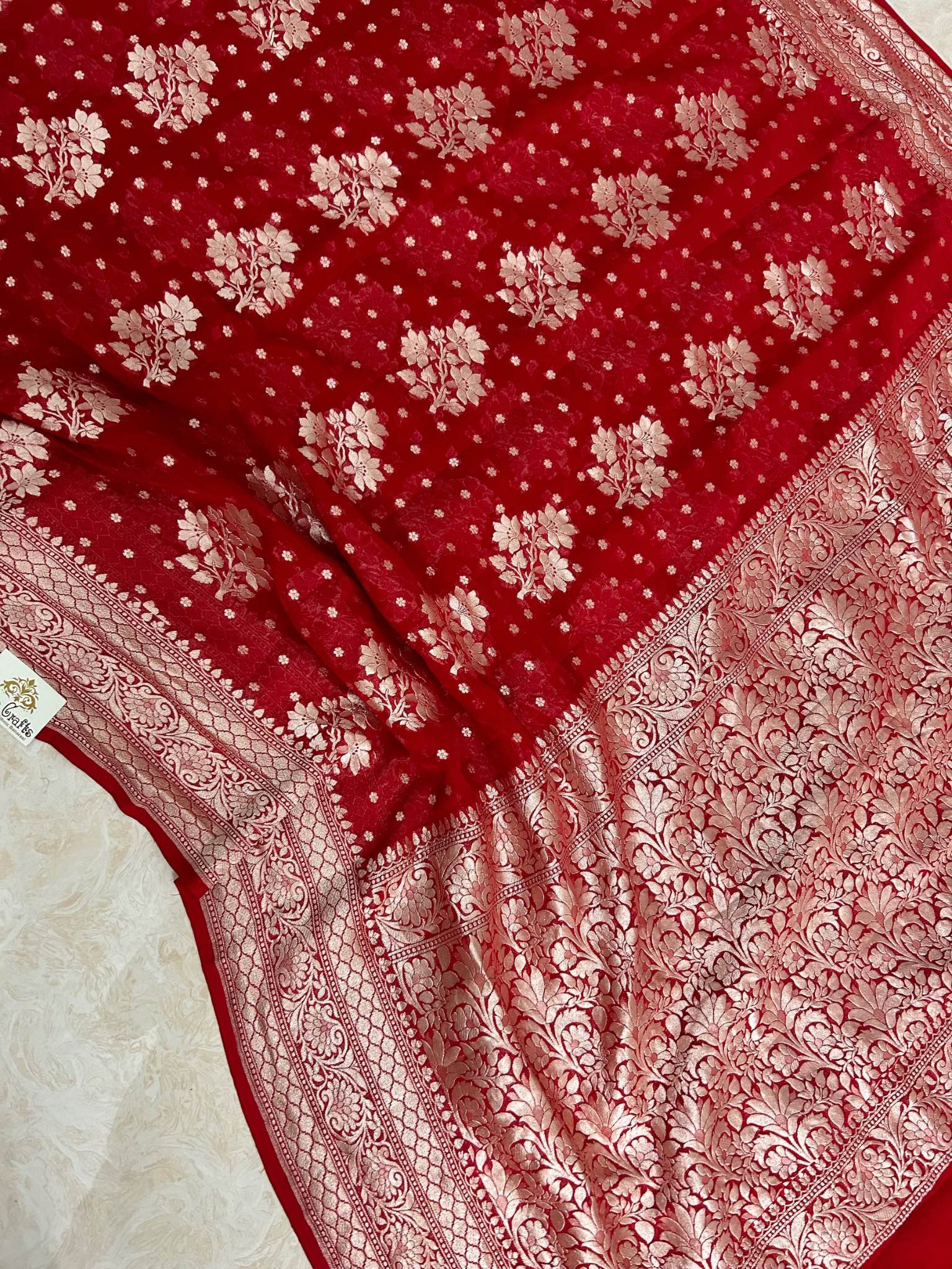 Khaddi Georgette Handloom Banarasi Saree