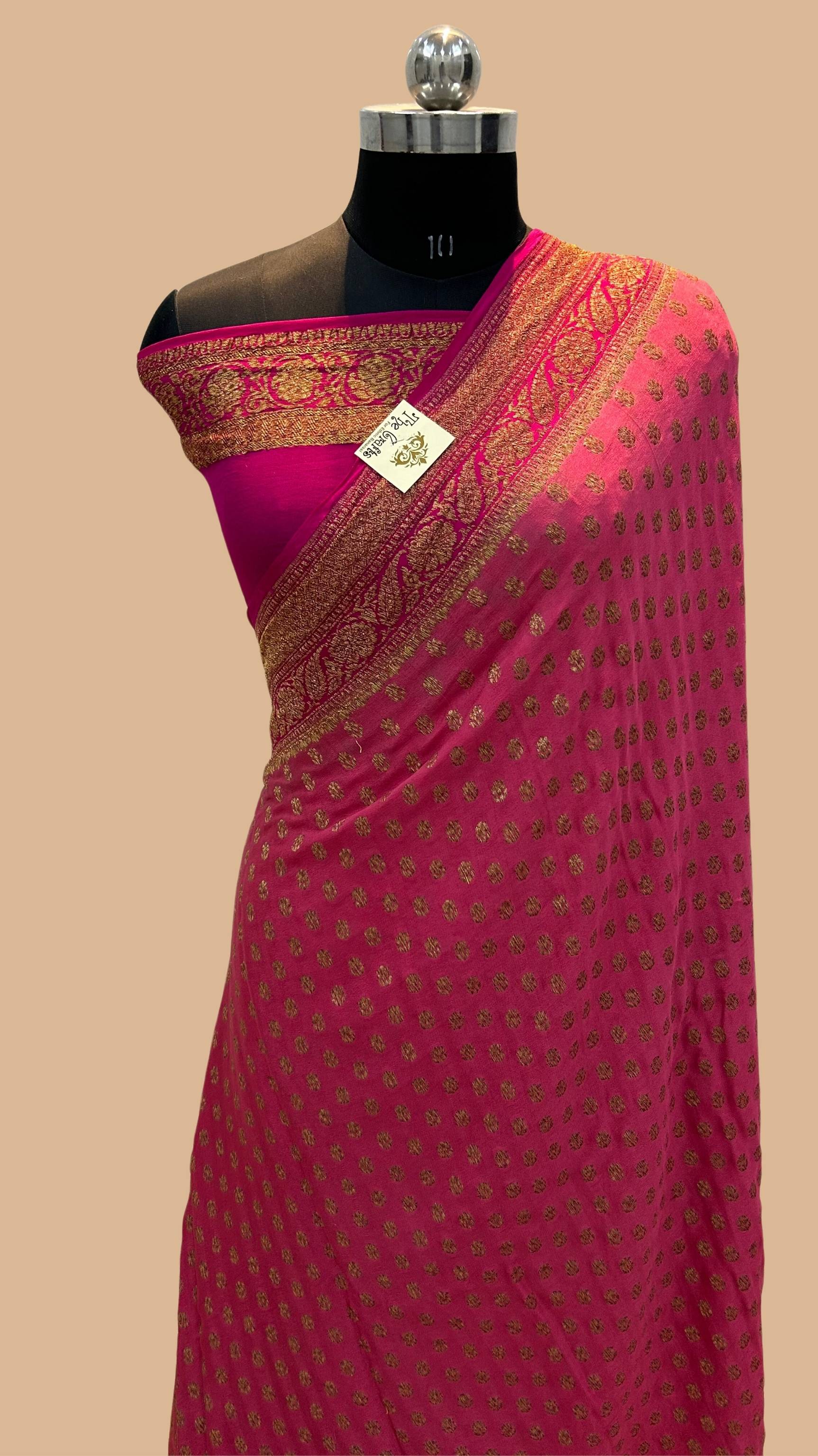 Khaddi Georgette Banarasi Saree - Antique Zari